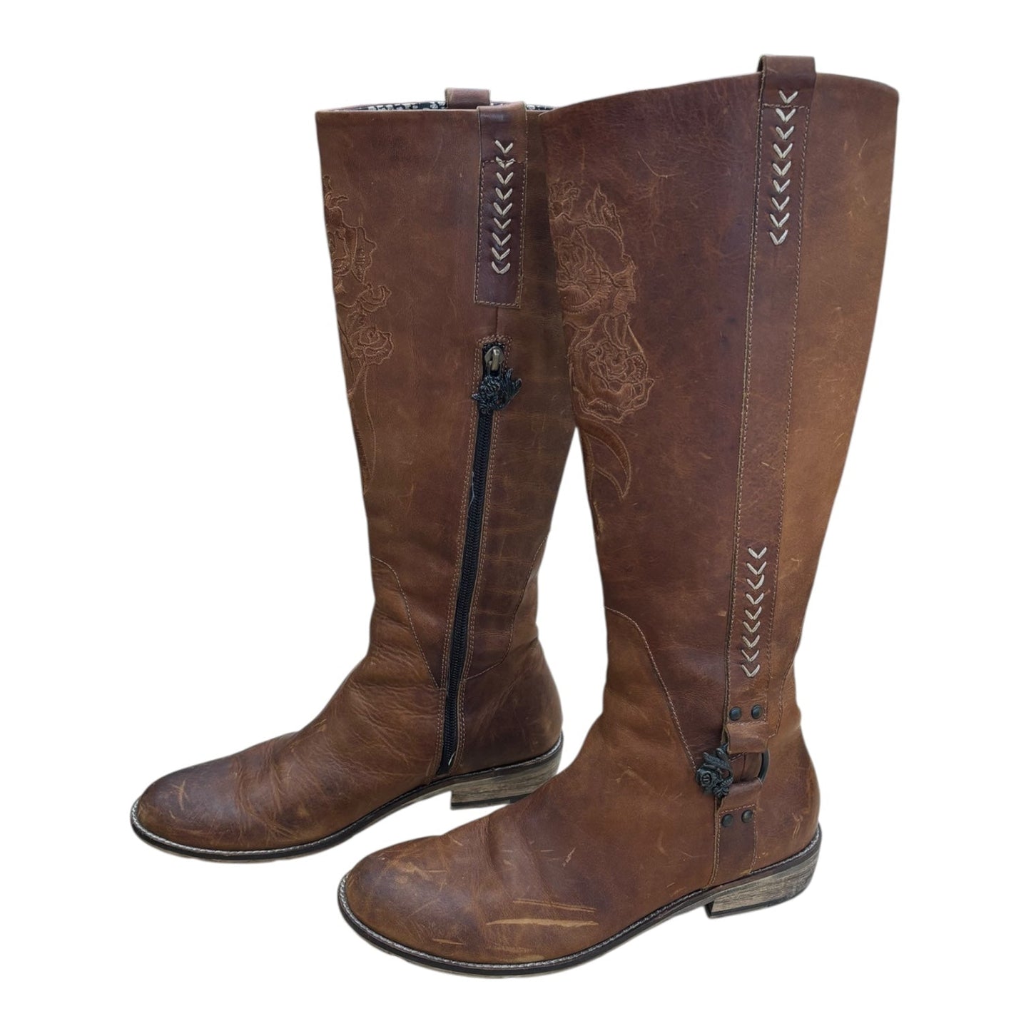 Boots Leather By Clothes Mentor In Brown, Size:8