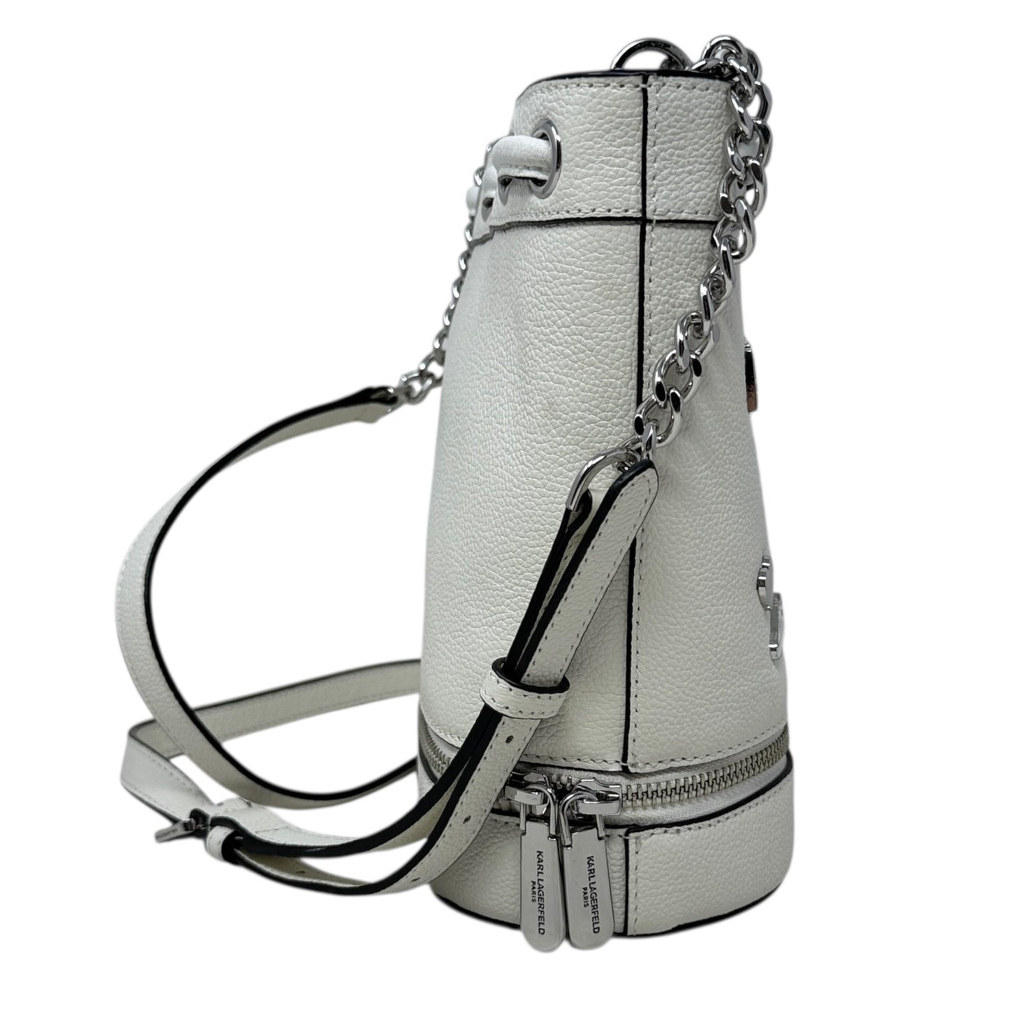 Nantes Leather Bucket Bag Crossbody Designer By Karl Lagerfeld, Size: Medium
