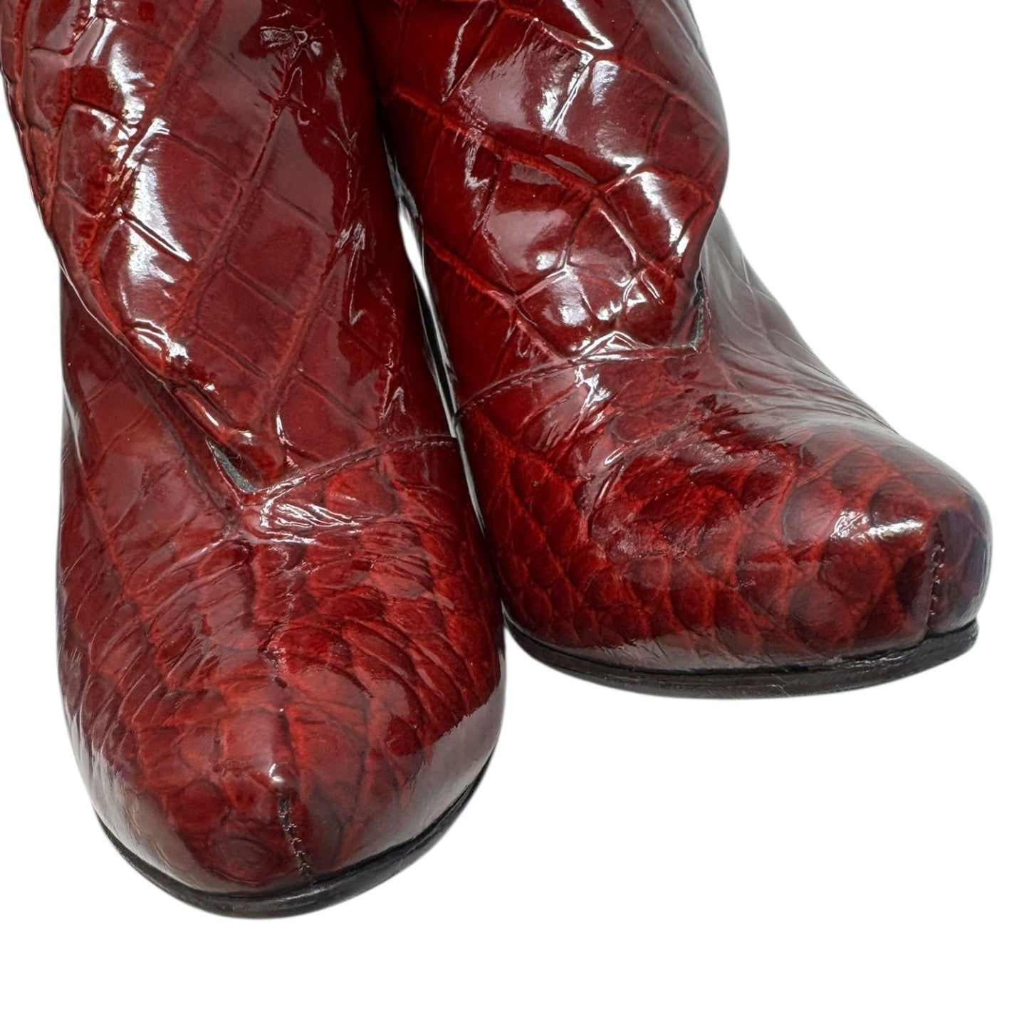 Delft Cornelia Croc Ankle Boots Luxury Designer By Louis Vuitton In Red, Size: 9 (IT 39)