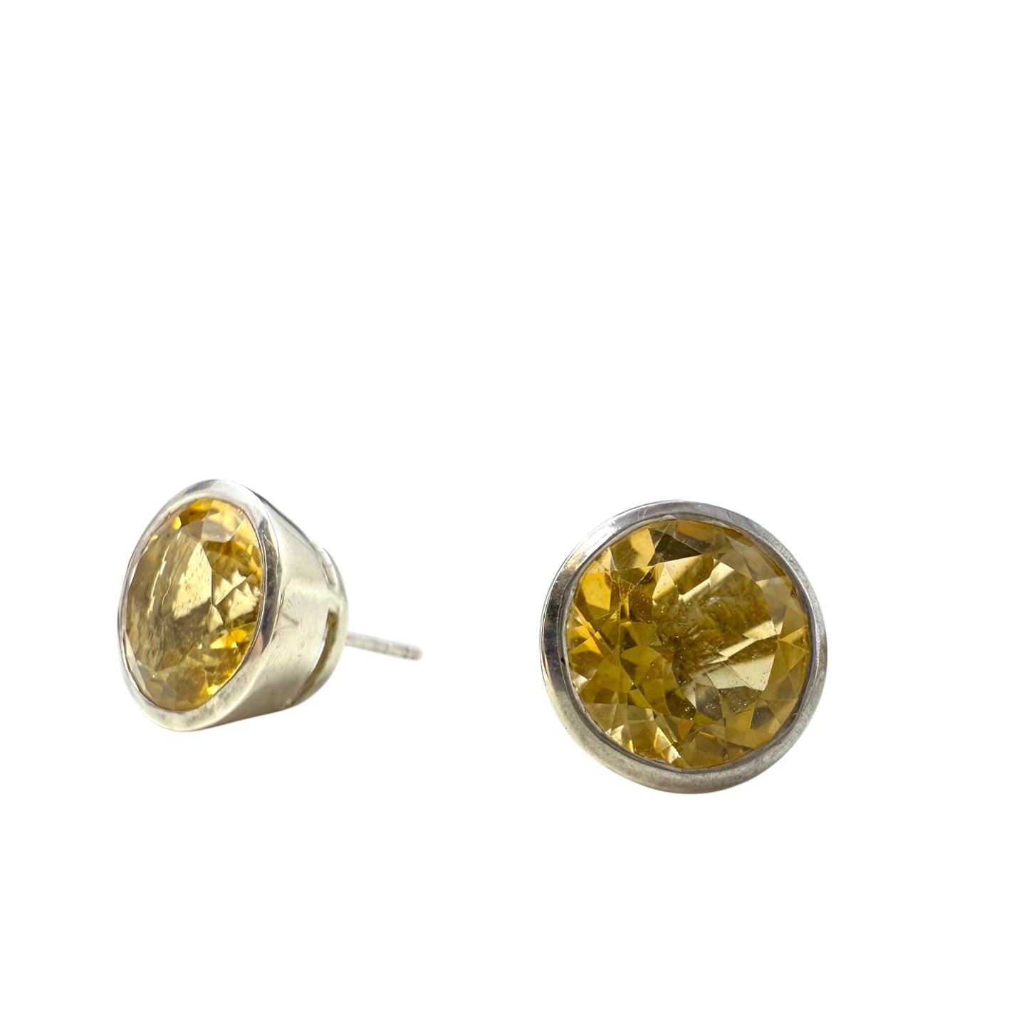 Citrine & Sterling Silver Stud Earrings