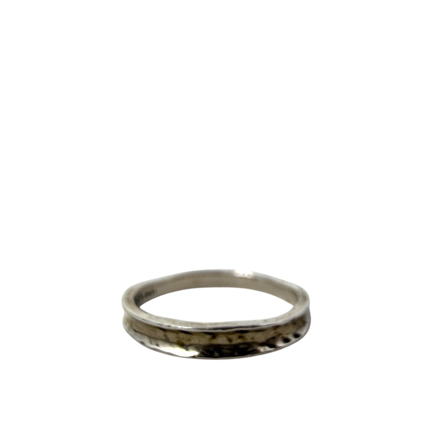Sterling Silver Hammered Narrow Band Stackable Ring By Silpada, Size: 8