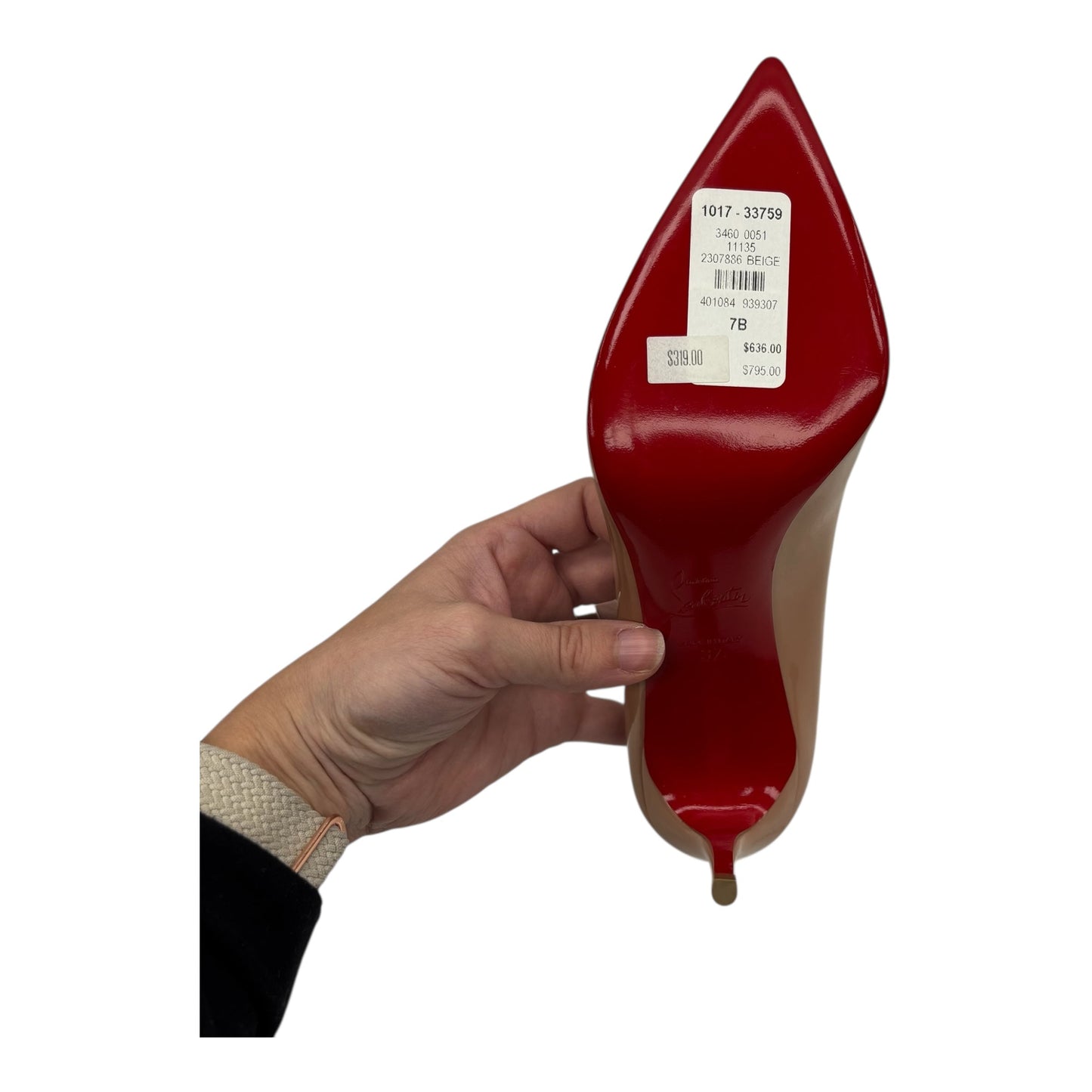 Shoes Luxury Designer By Christian Louboutin In Tan, Size:6.5