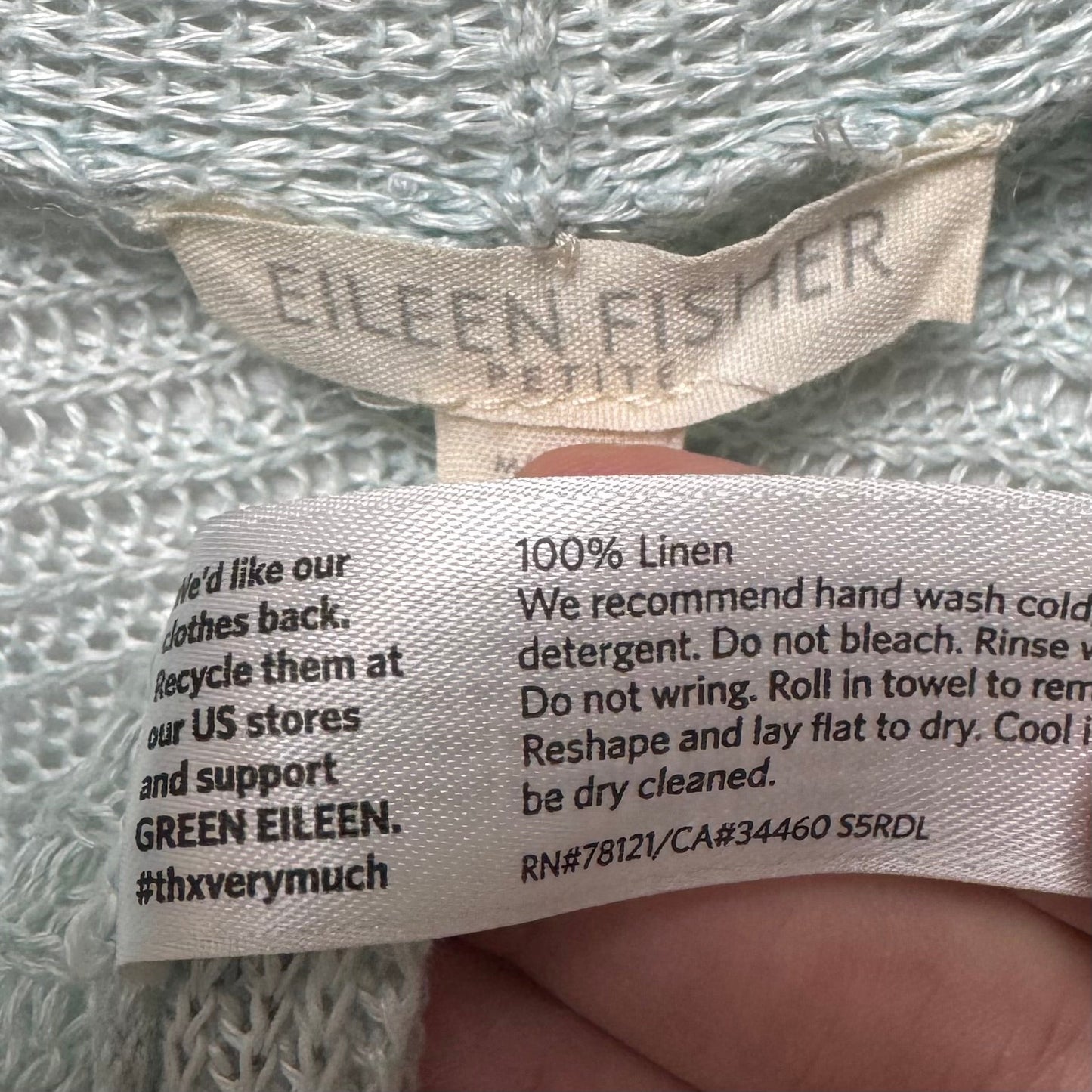 Lightweight Linen Sweater Cardigan By Eileen Fisher In Aqua, Size: Sp