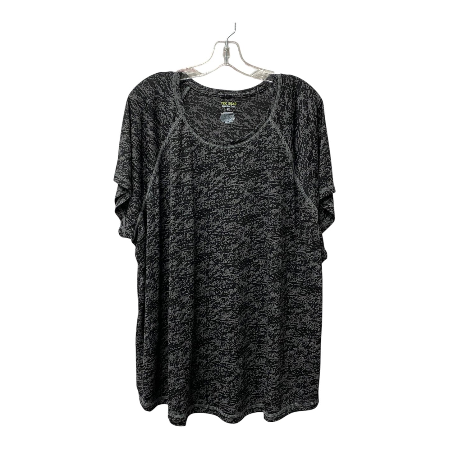 Athletic Top Ss By Tek Gear In Black & Grey, Size:3X