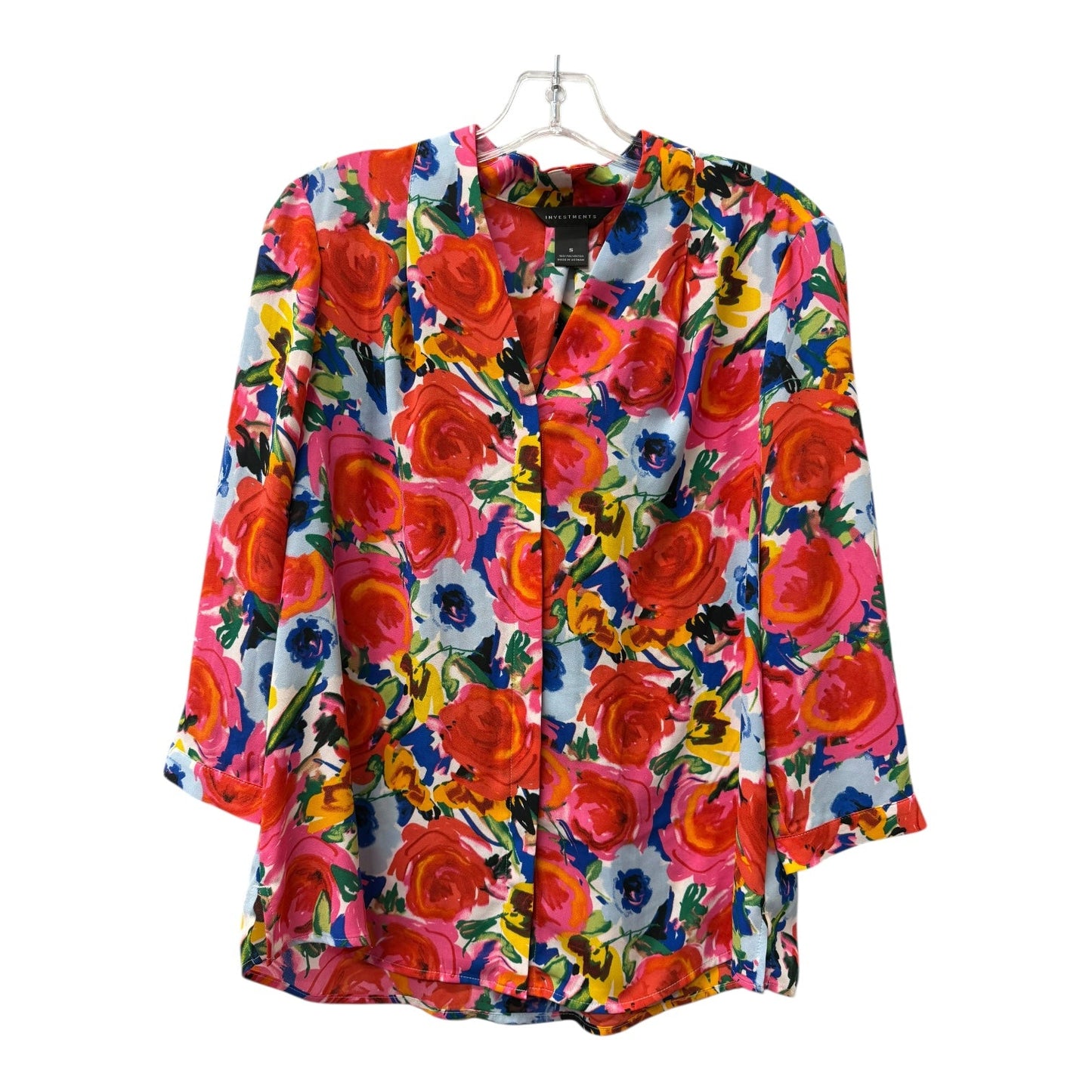 Top 3/4 Sleeve By Investments In Red, Size:S