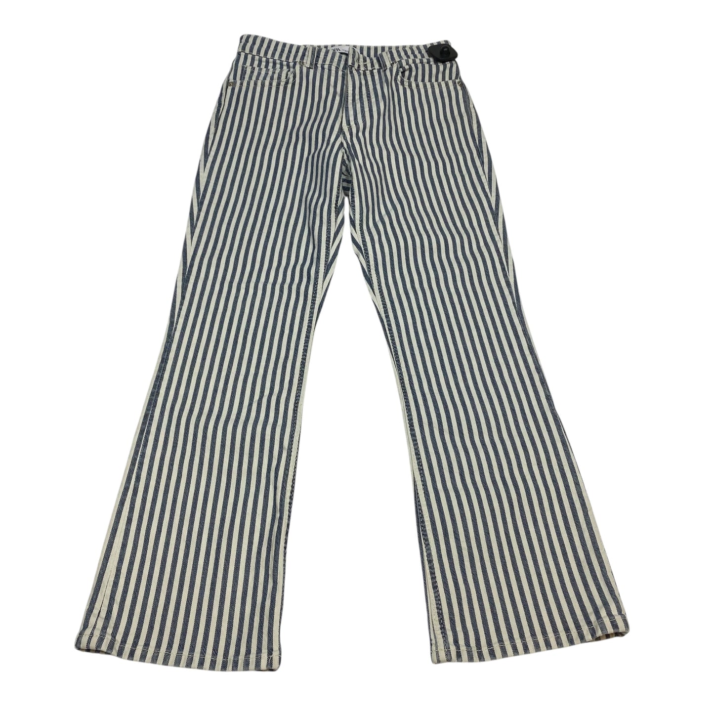 Jeans Straight By Zara In Blue & White, Size:4