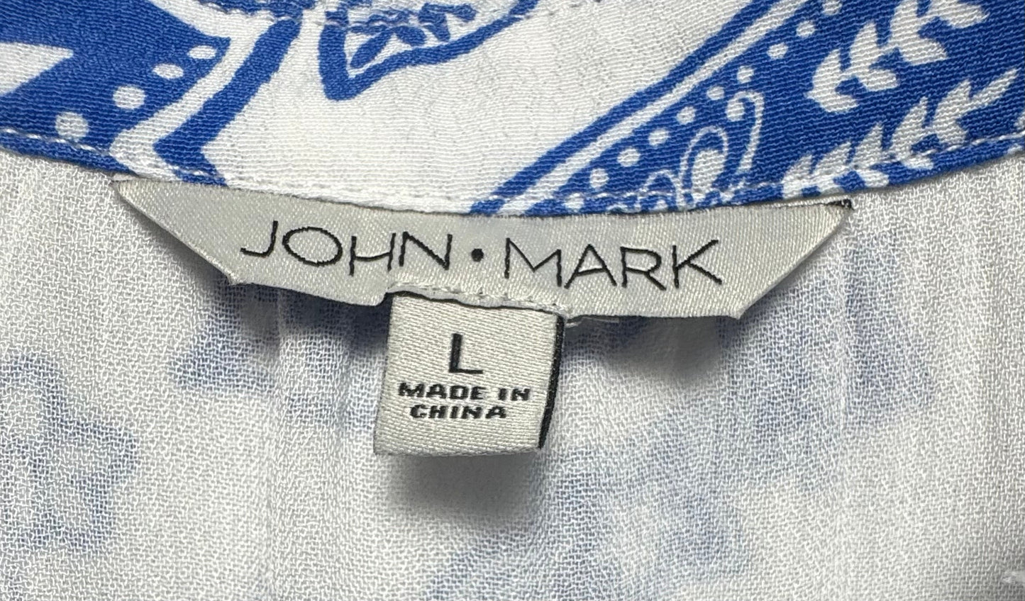 Dress Casual Midi By John Mark In Blue & White, Size: L