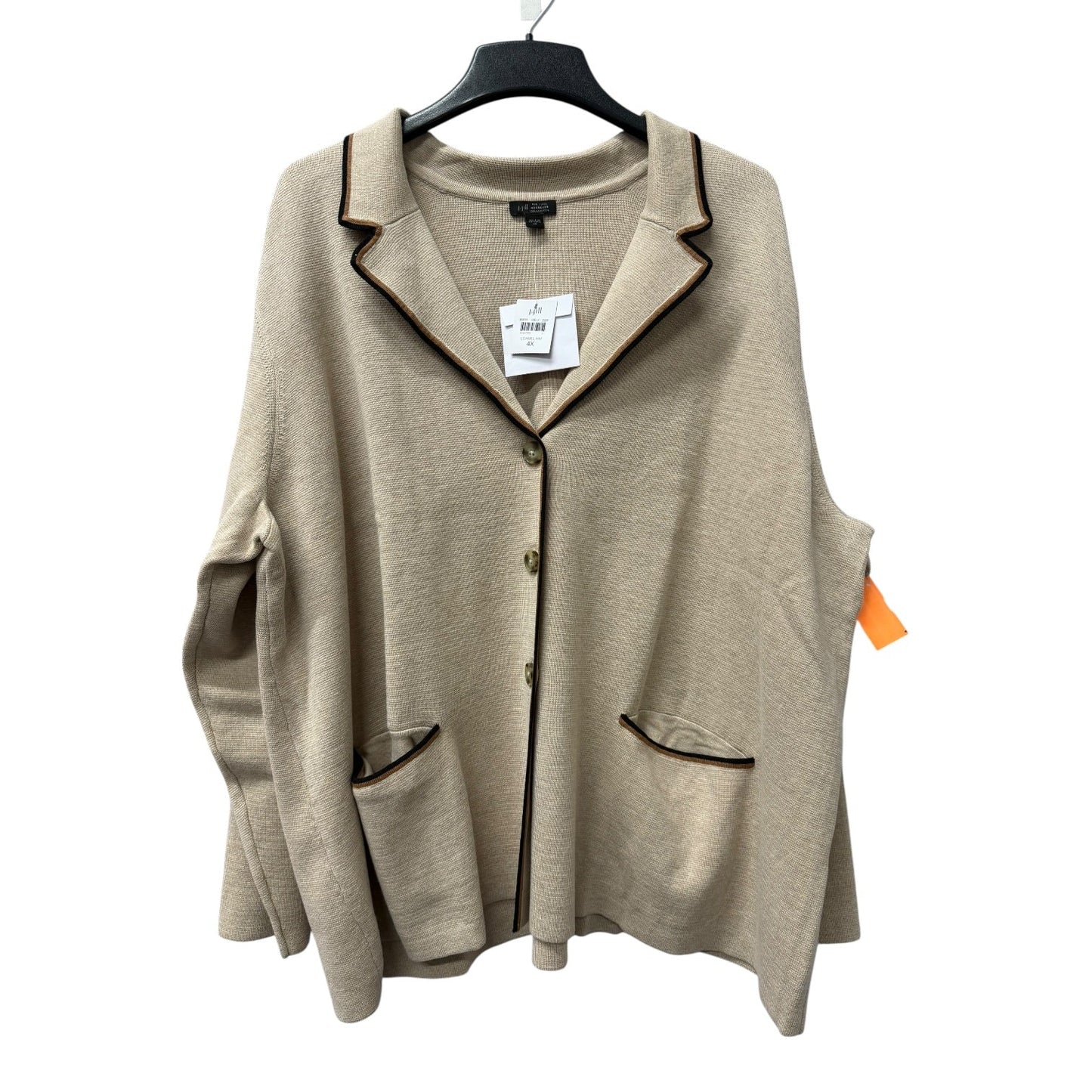 Sweater Cardigan By J. Jill In Tan, Size:4X