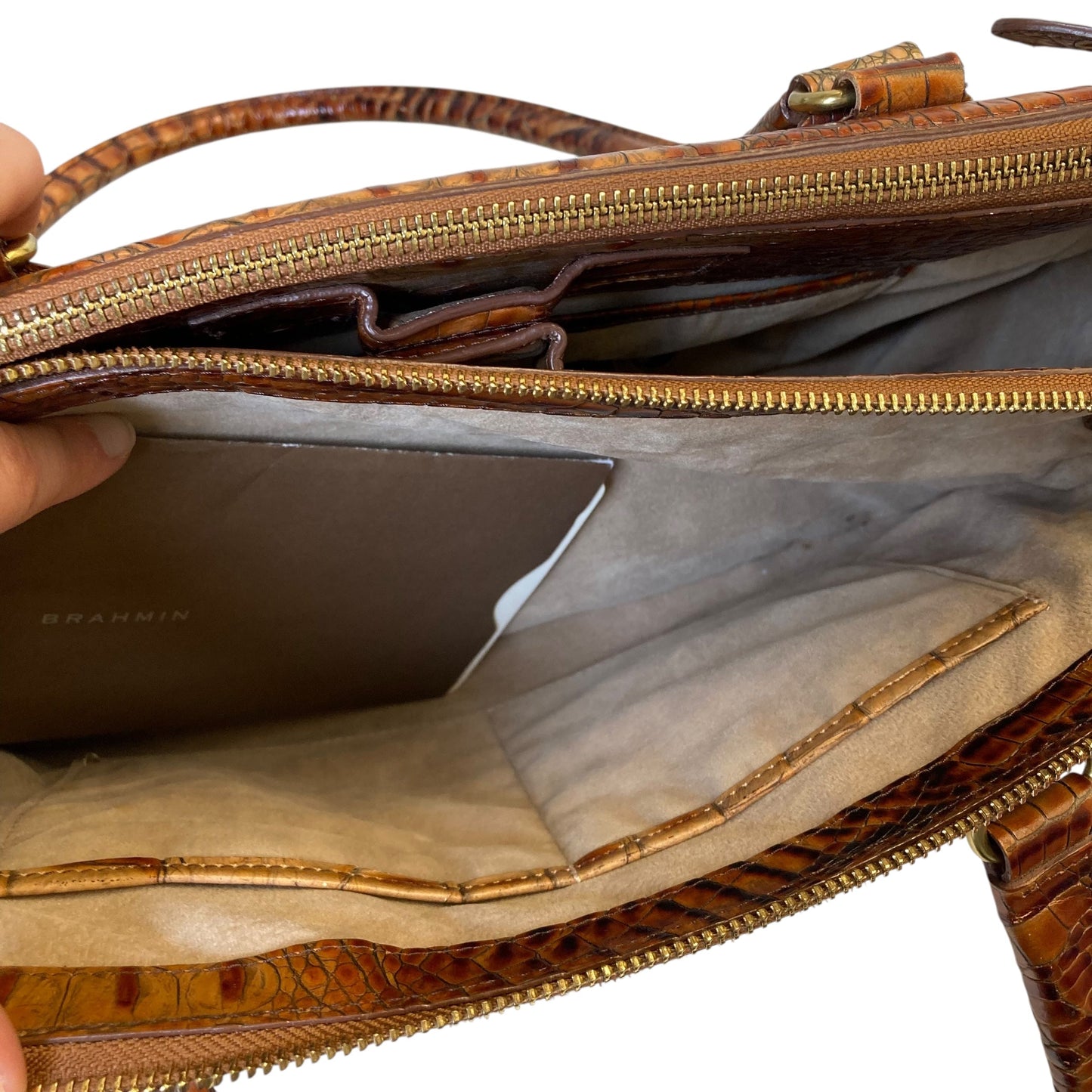 Handbag Designer By Brahmin In Tan, Size:Medium