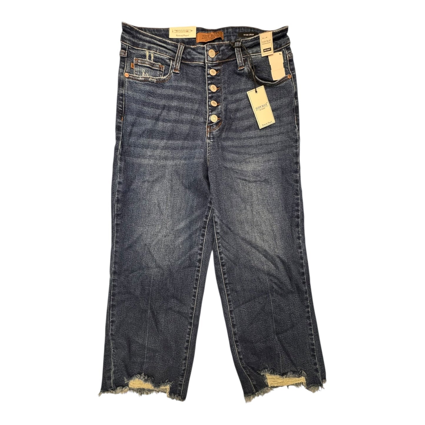 Jeans Cropped By Judy Blue In Blue Denim, Size:12
