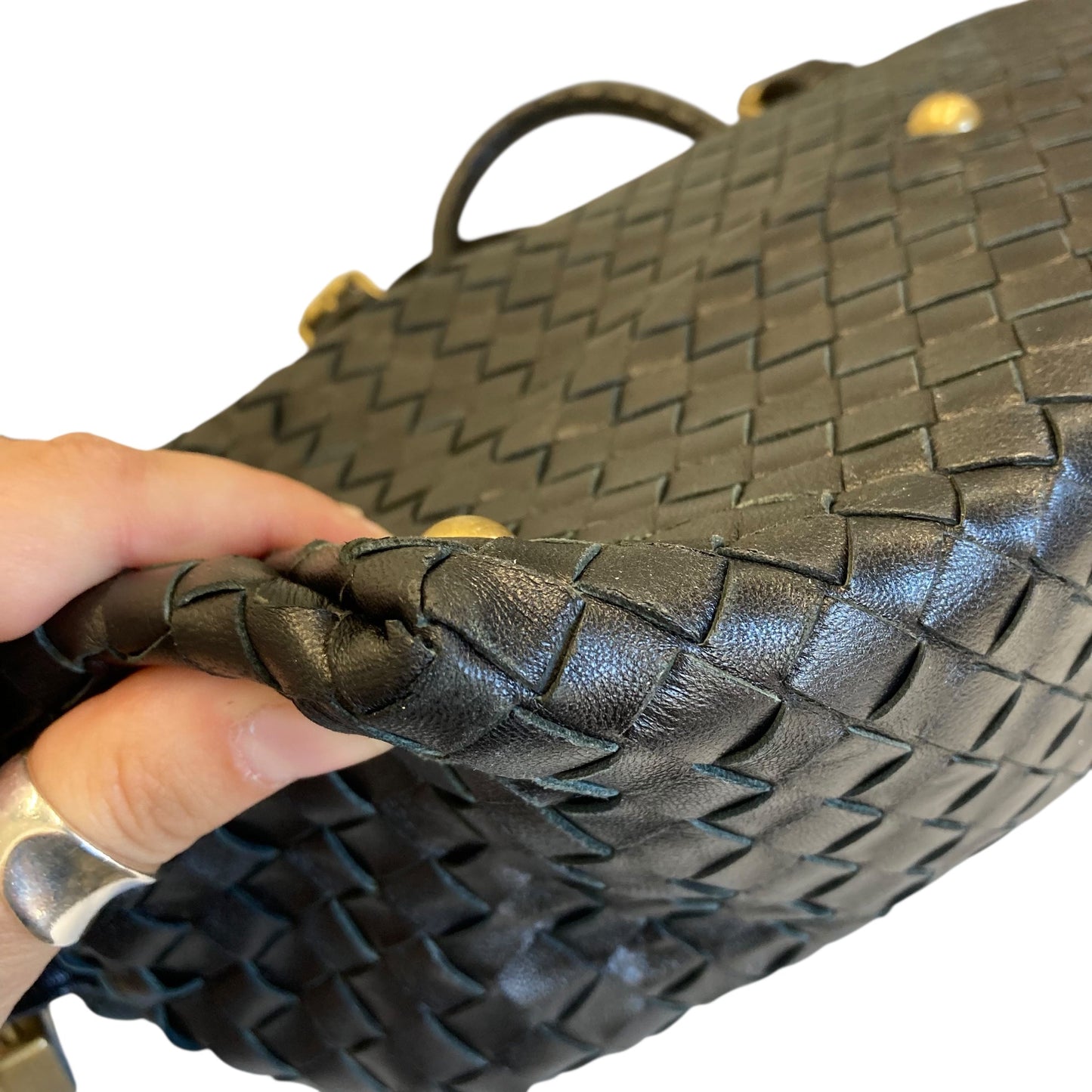 Handbag Luxury Designer By Bottega Veneta In Black, Size:Medium