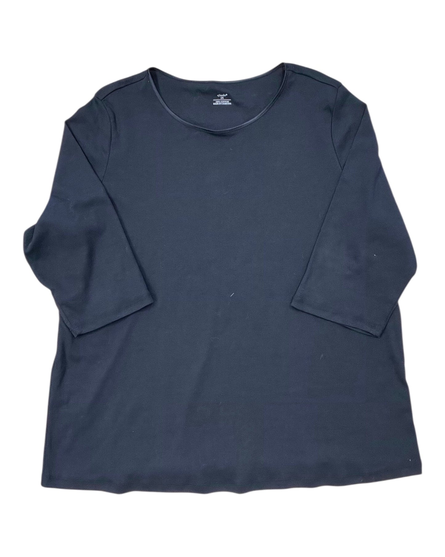 Top 3/4 Sleeve By Cj Banks In Black, Size:2X
