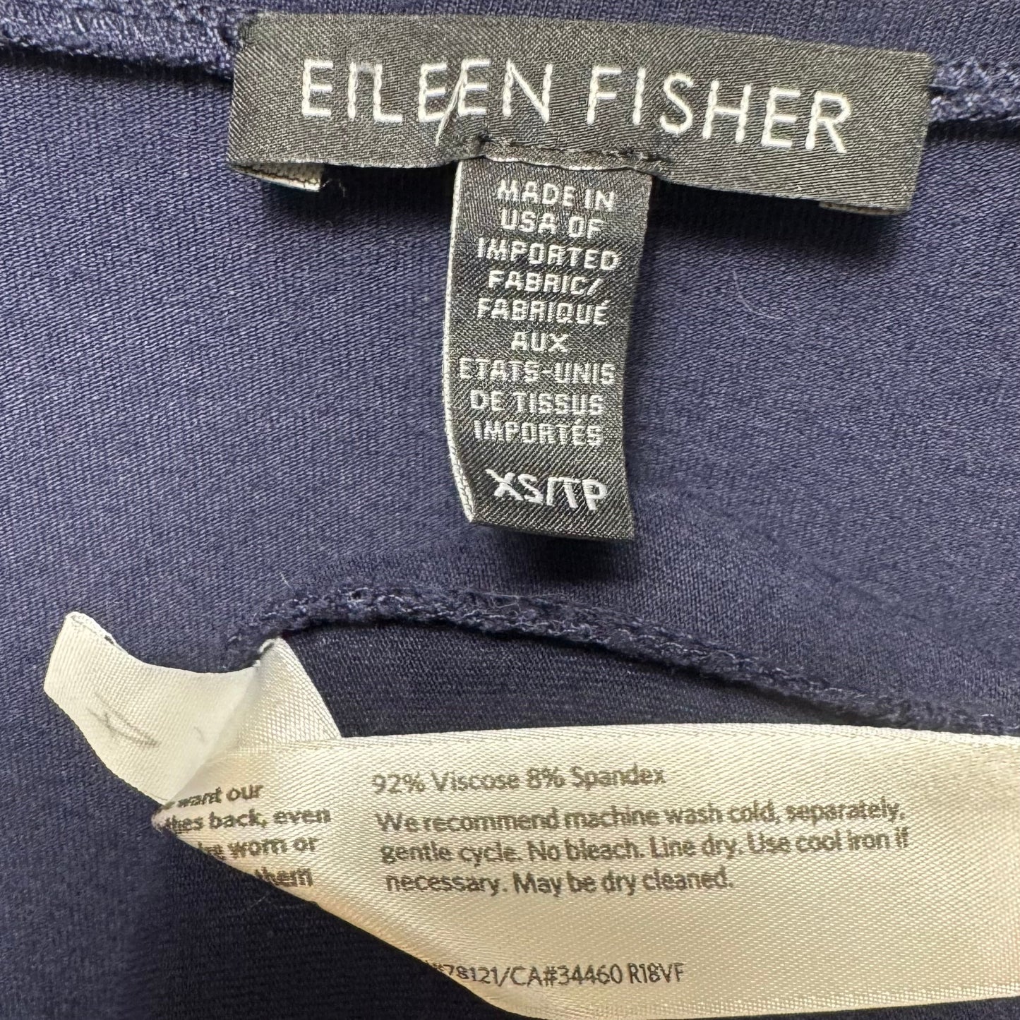 V Neck Dress Casual Short By Eileen Fisher In Navy, Size: Xs