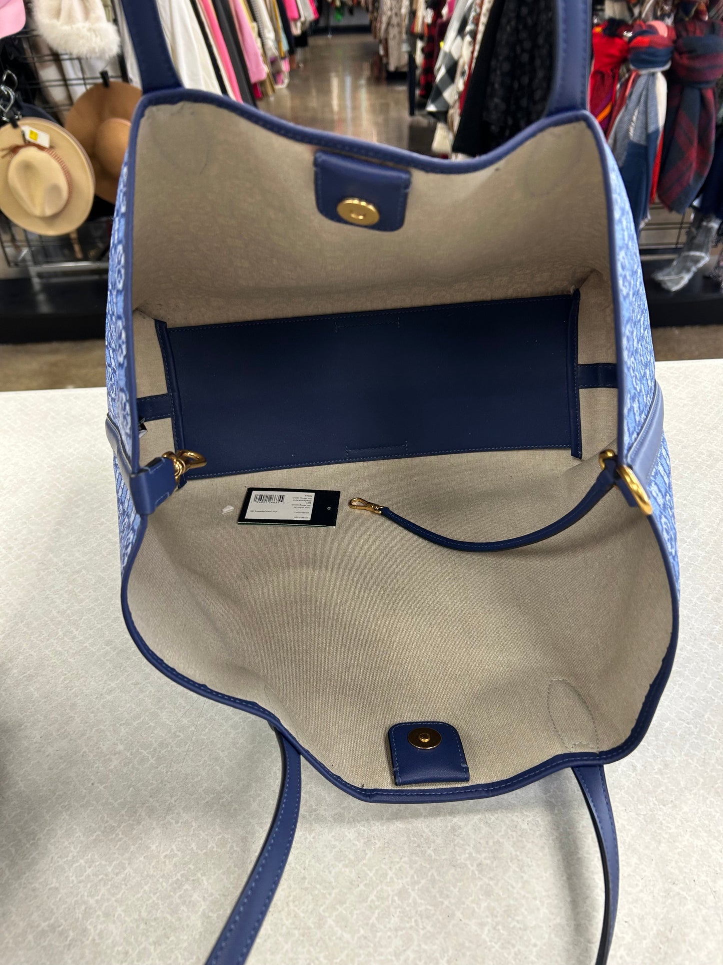 Tote Designer By Kate Spade In Blue, Size:Medium