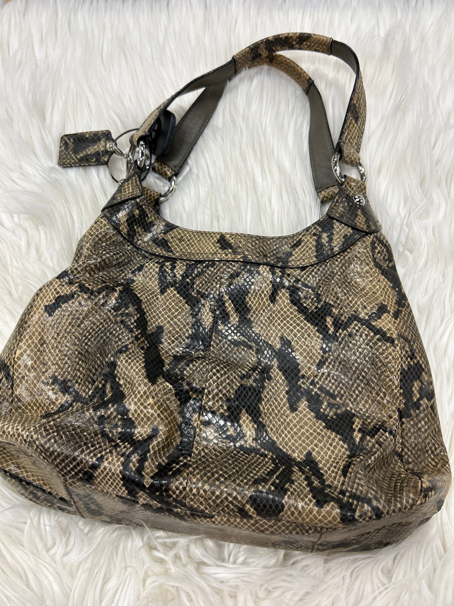 Handbag Designer By Coach In Snakeskin Print, Size:Medium