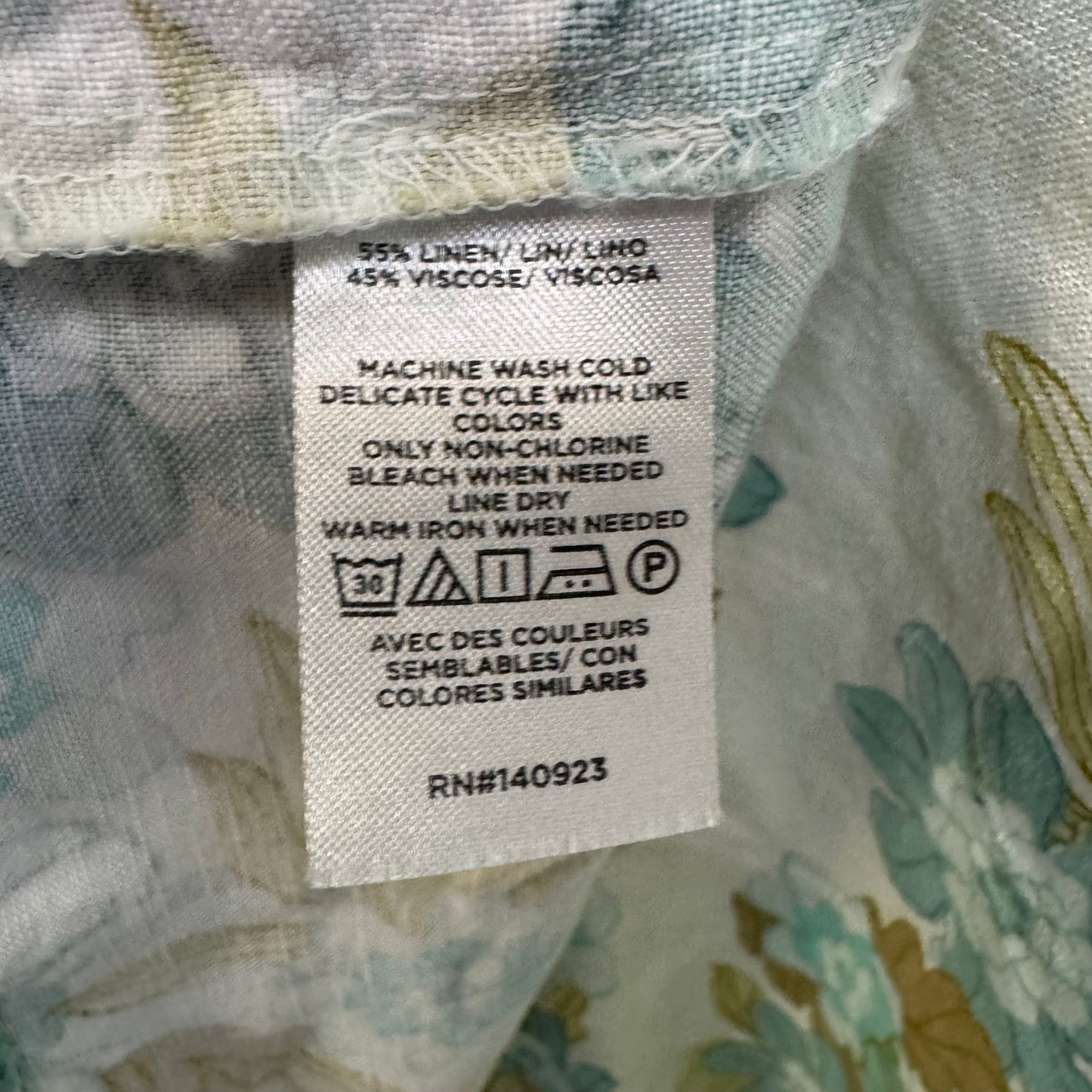 Linen Blend Top Short Sleeve By Loft In Floral Print, Size: S