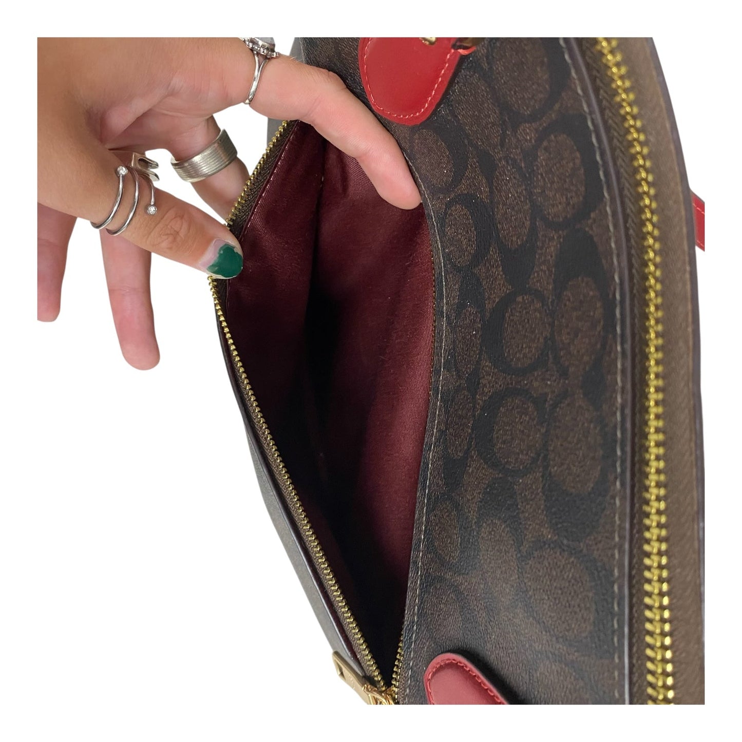 Handbag Designer By Coach In Brown, Size:Large