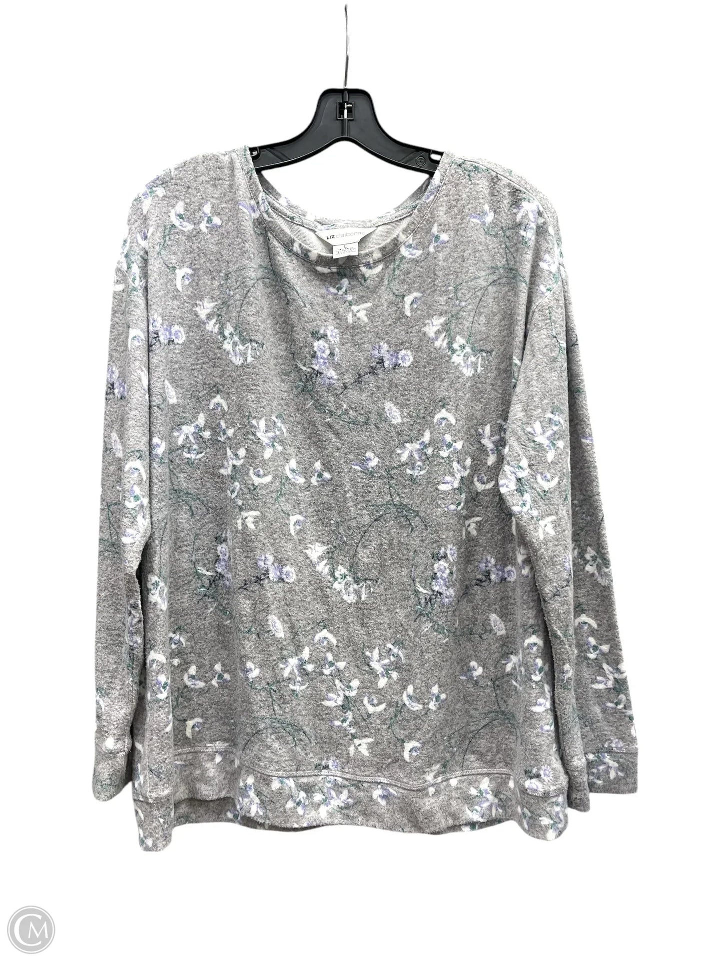 Top Long Sleeve By Liz Claiborne In Grey, Size: L