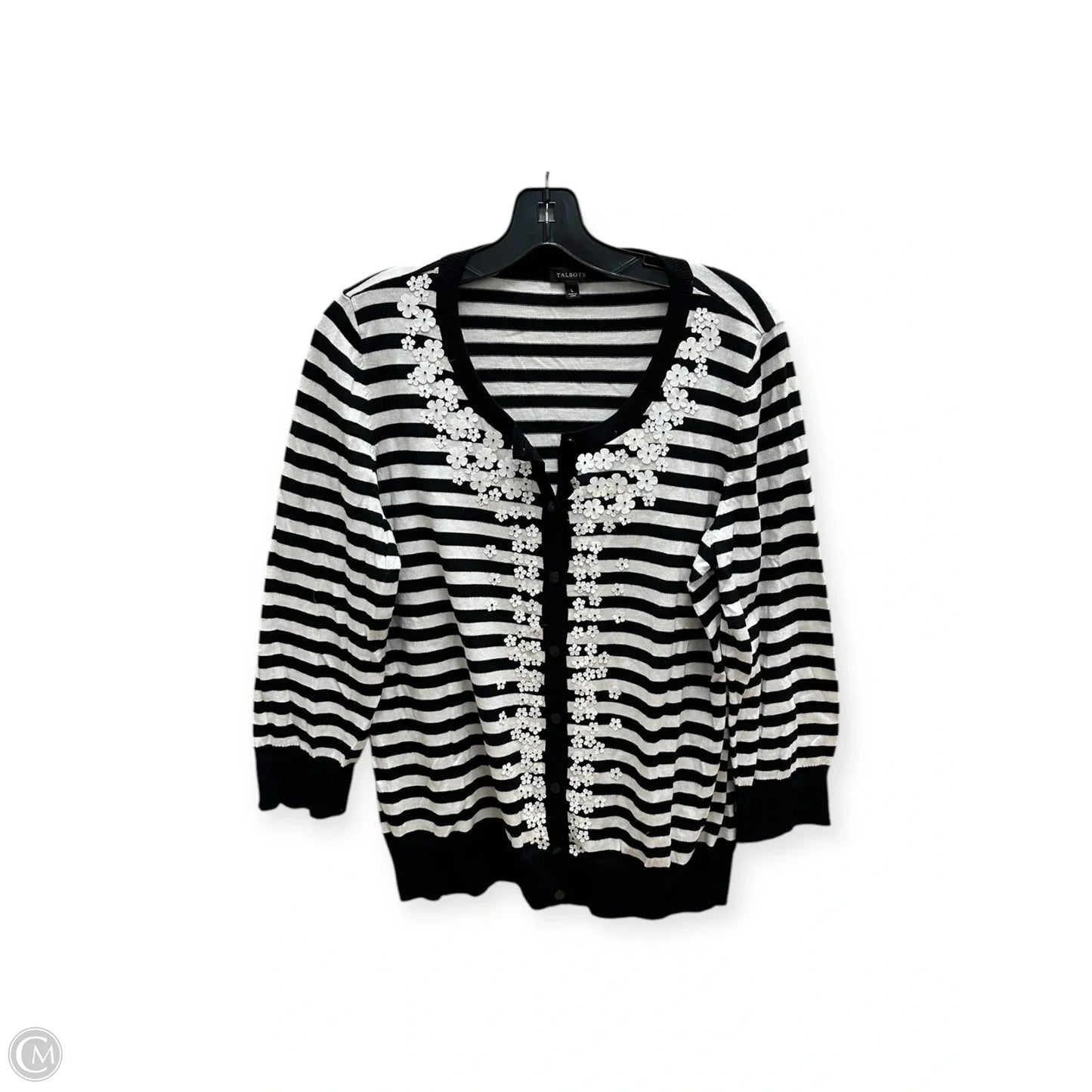 Cardigan By Talbots In Black & White, Size: L
