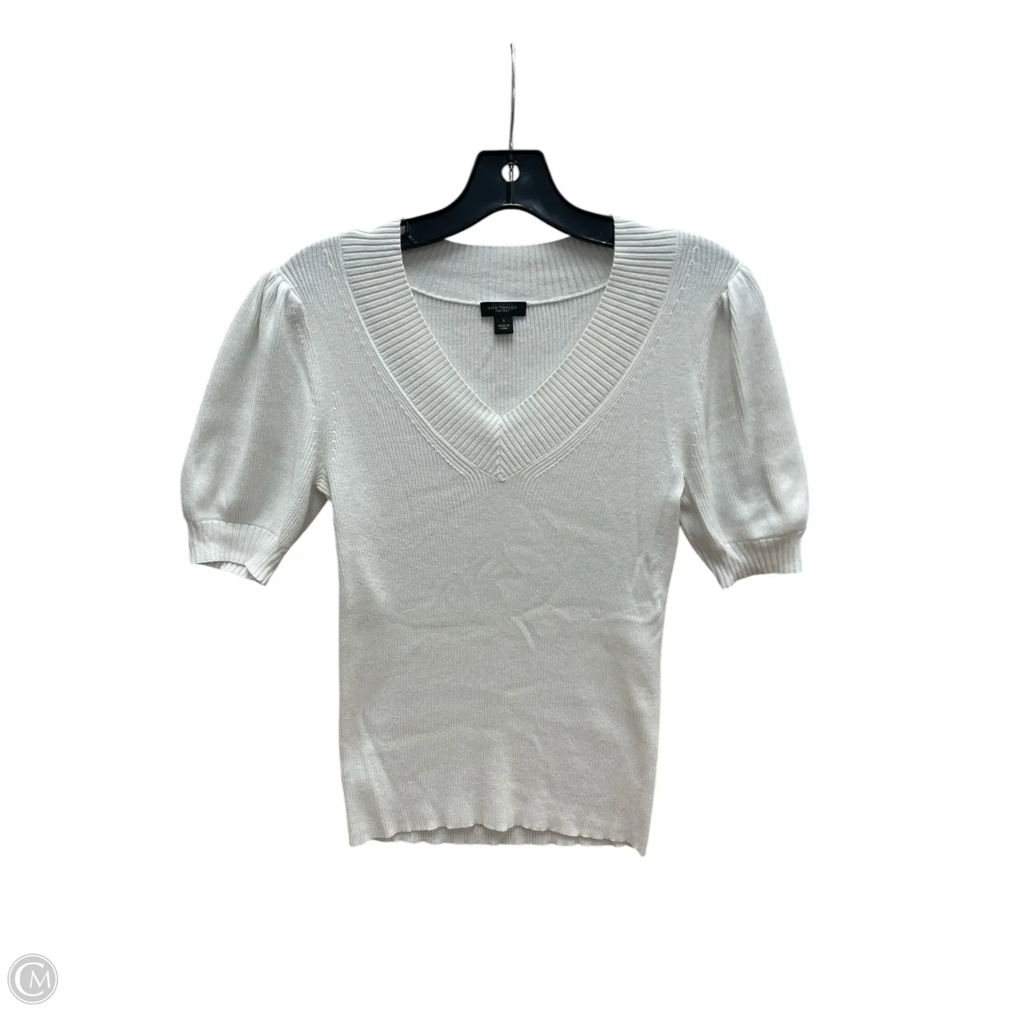 Top Short Sleeve By Ann Taylor In White, Size: S