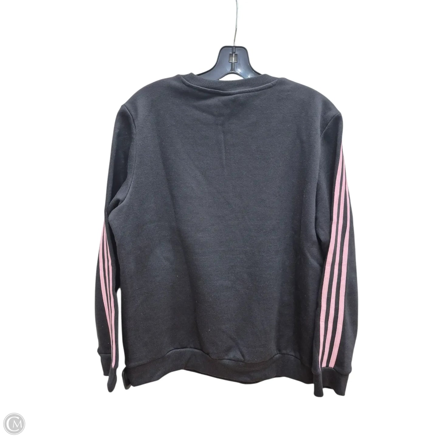 Athletic Sweatshirt Crewneck By Adidas In Black & Pink, Size: L