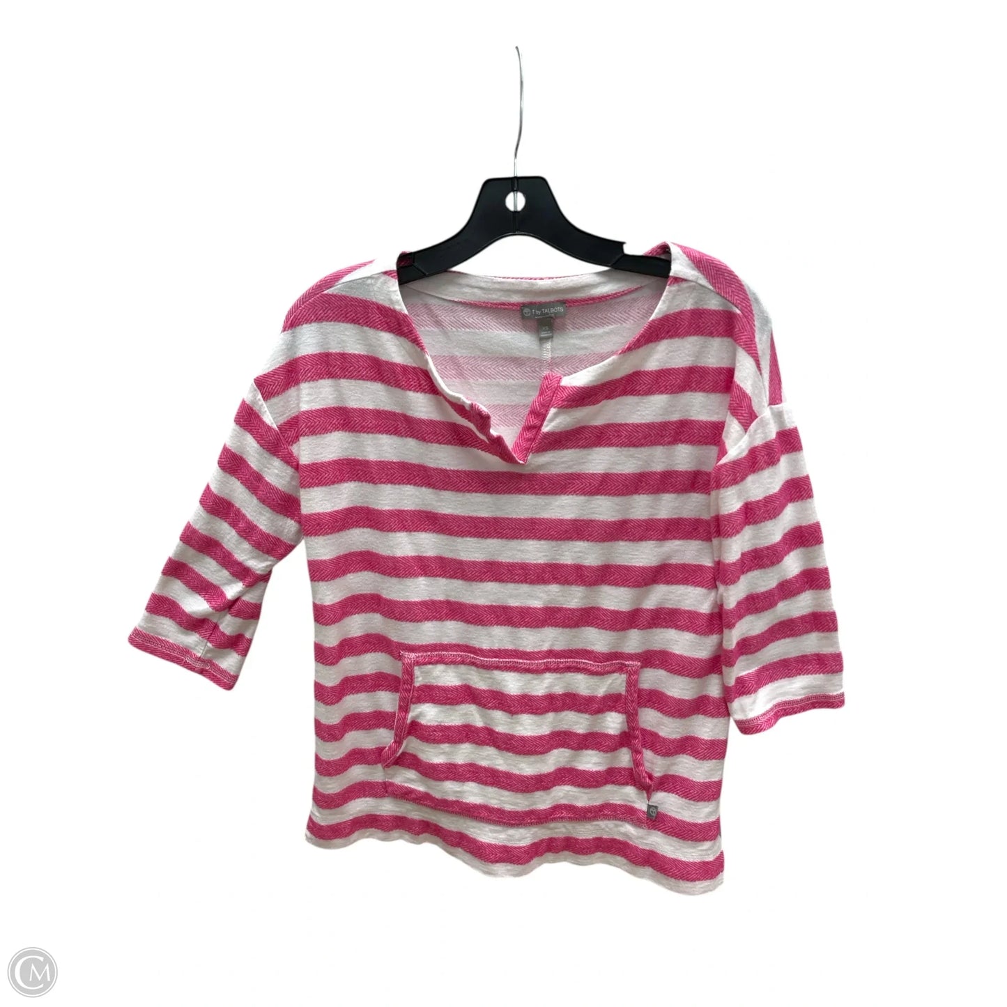 Top 3/4 Sleeve By Talbots In Pink & White, Size: Xs