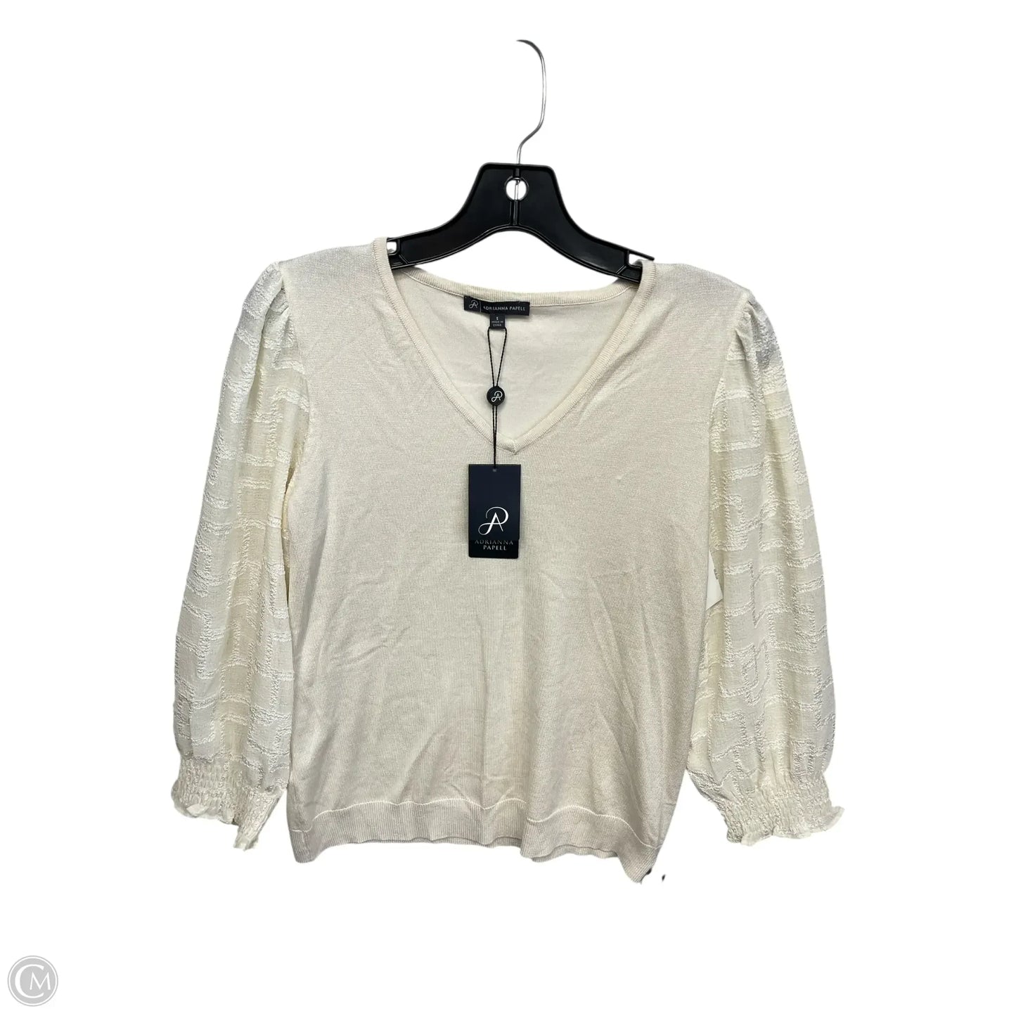 Top 3/4 Sleeve By Adrianna Papell In Cream, Size: S