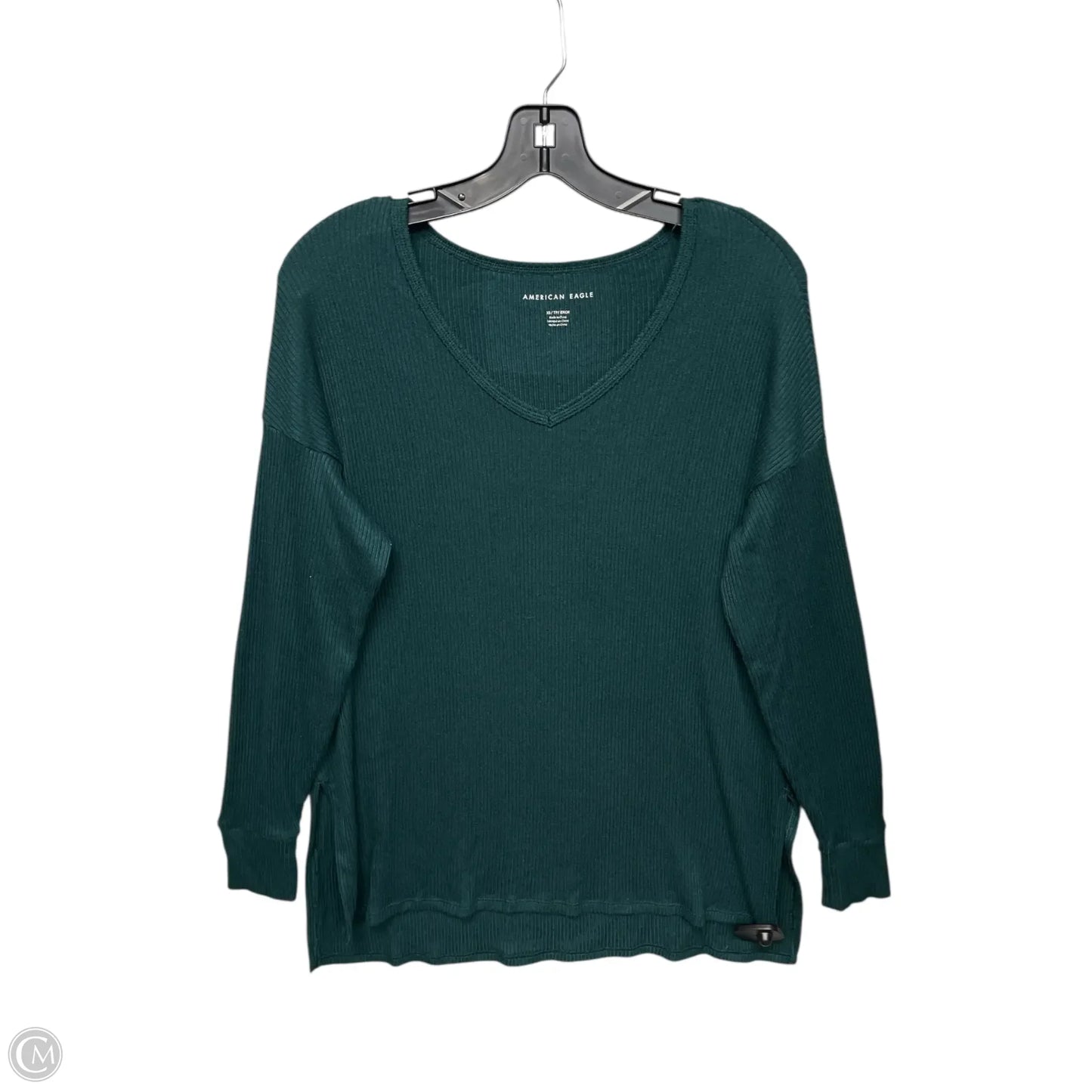 Top Long Sleeve By American Eagle In Green, Size: Xs