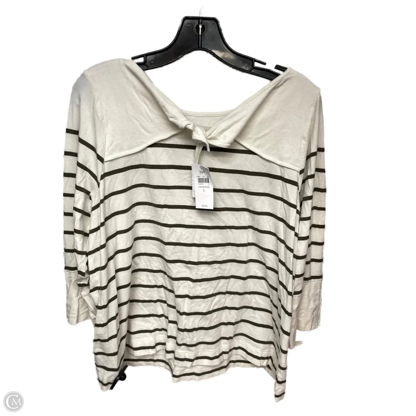 Top Long Sleeve By J. Jill In Green & White, Size: L