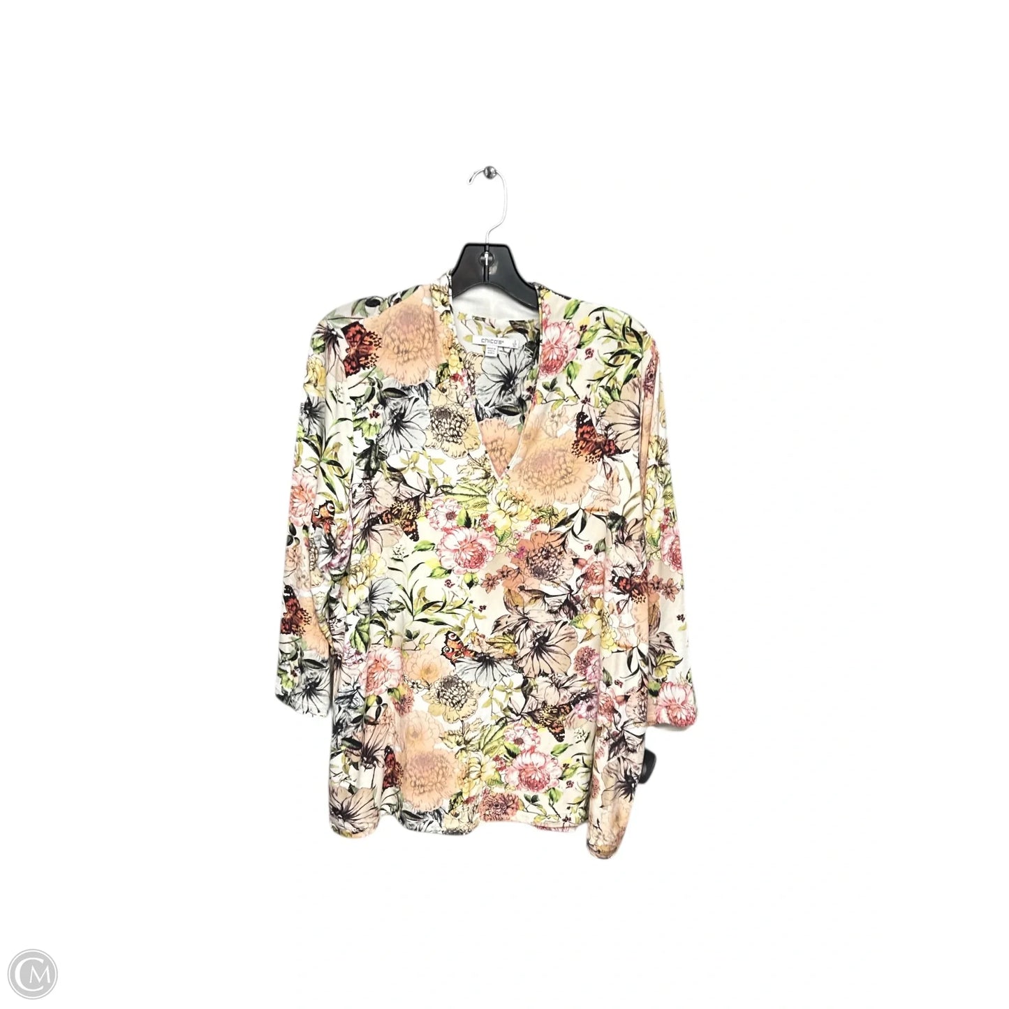 Top Long Sleeve By Chicos In Floral Print, Size: Xl