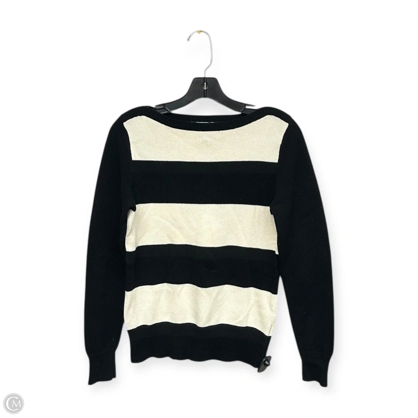 Sweater By Lauren By Ralph Lauren In Black & Cream, Size: S