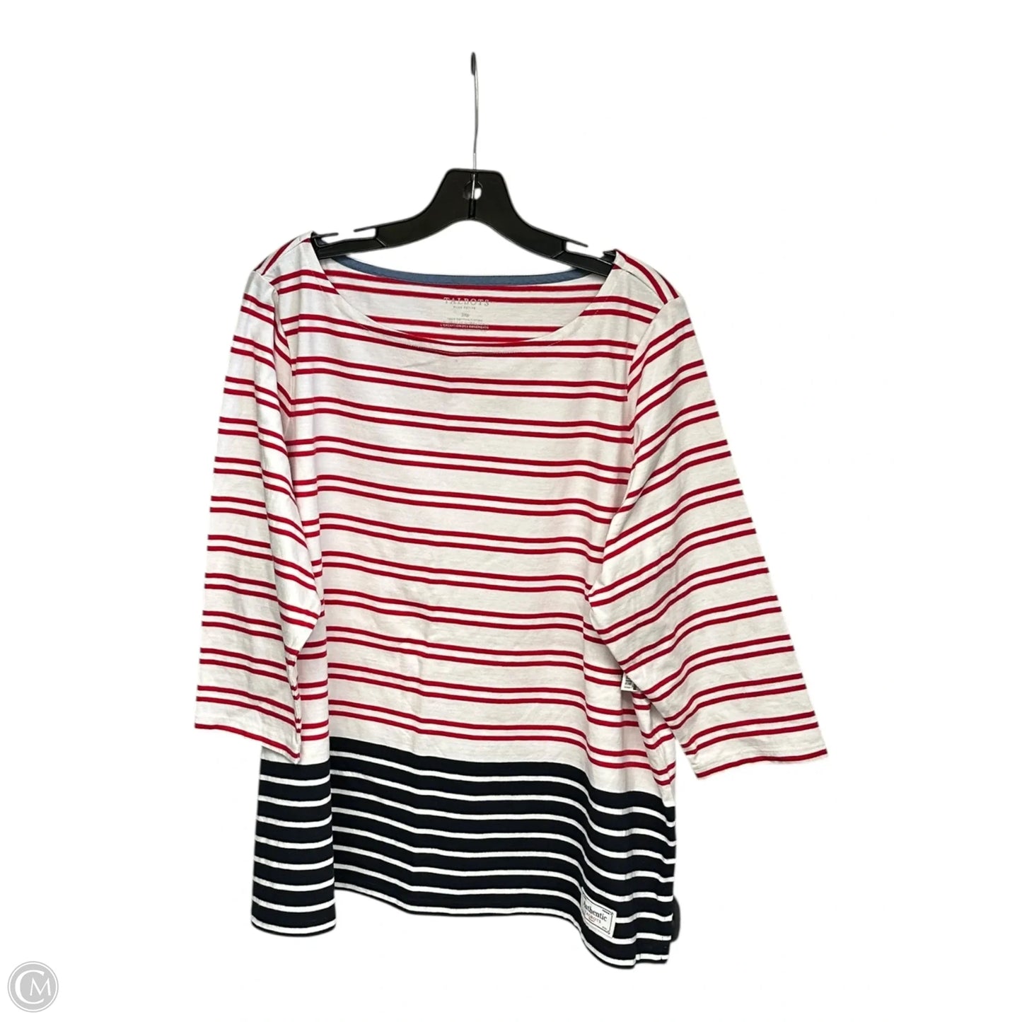 Top Long Sleeve By Talbots In Red & White, Size: Xxl