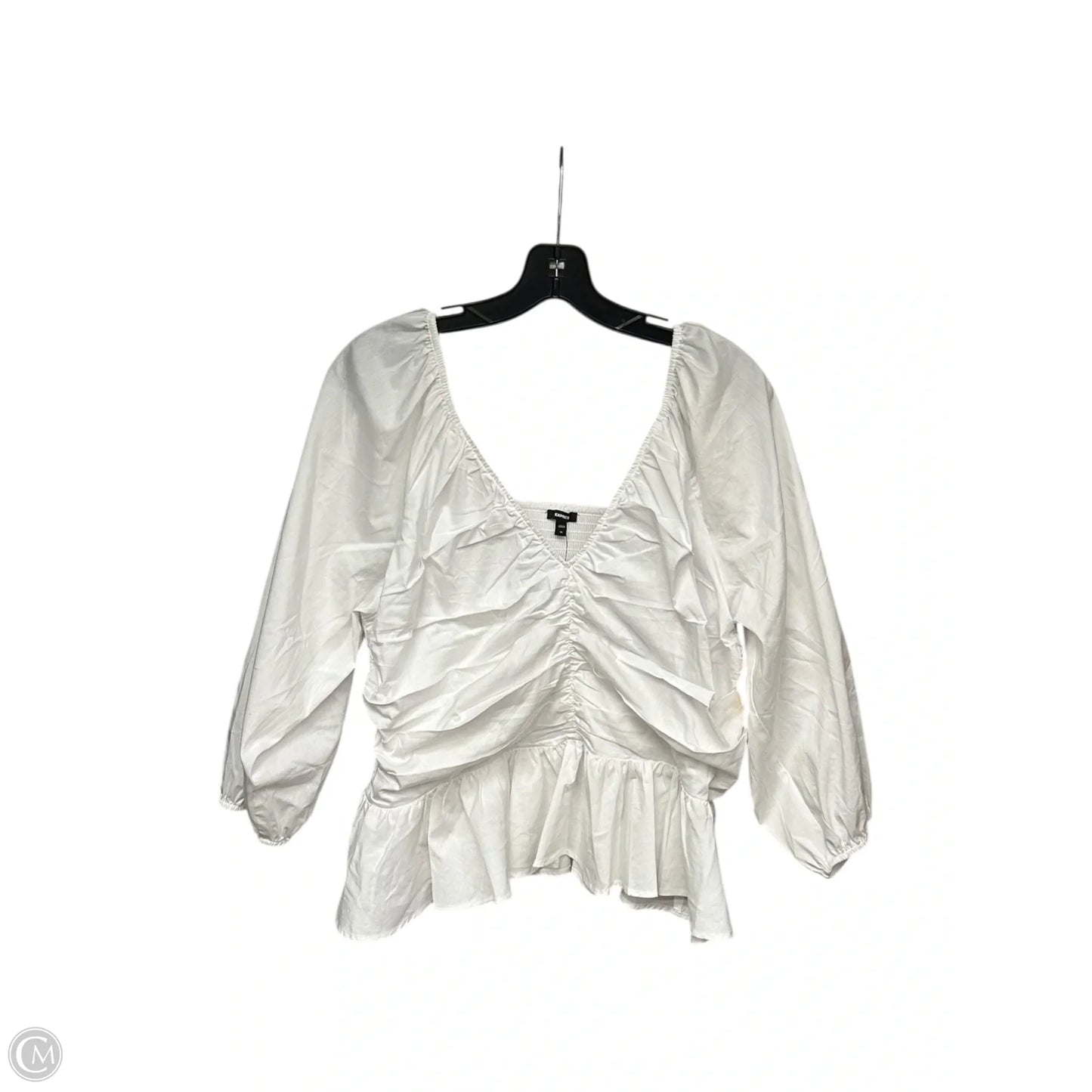 Top 3/4 Sleeve By Express In White, Size: Xl