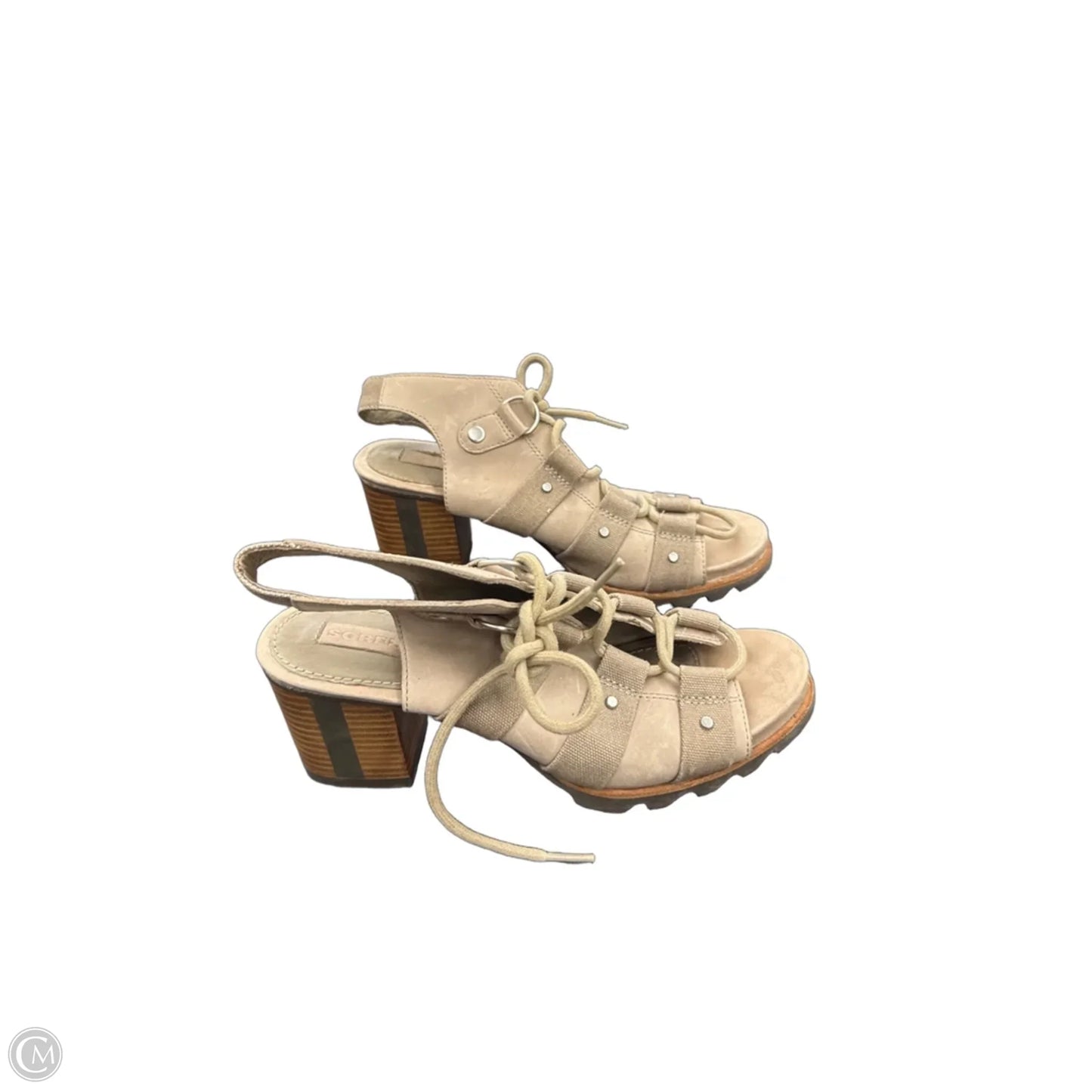 Sandals Heels Block By Sorel In Tan, Size: 8.5