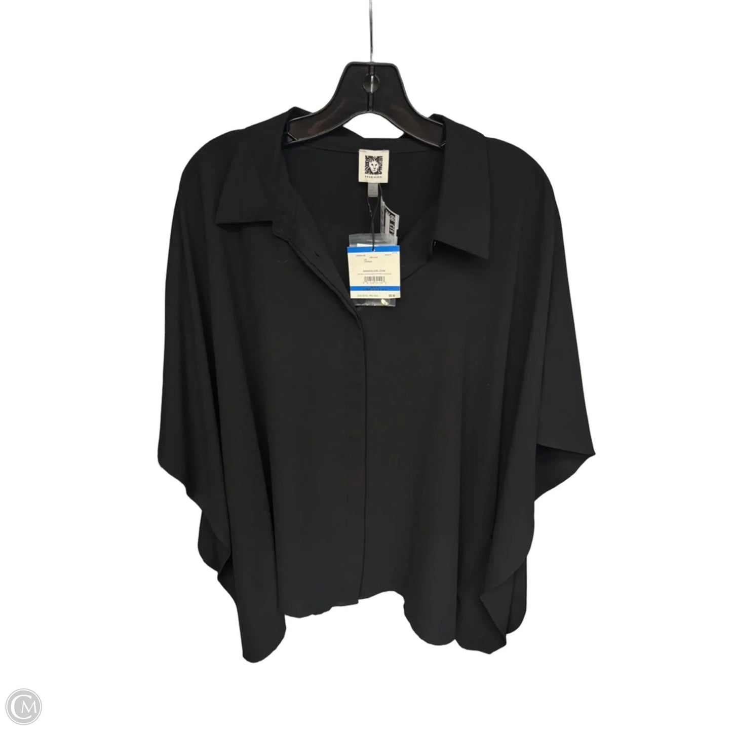 Top Short Sleeve By Anne Klein In Black, Size: Xl