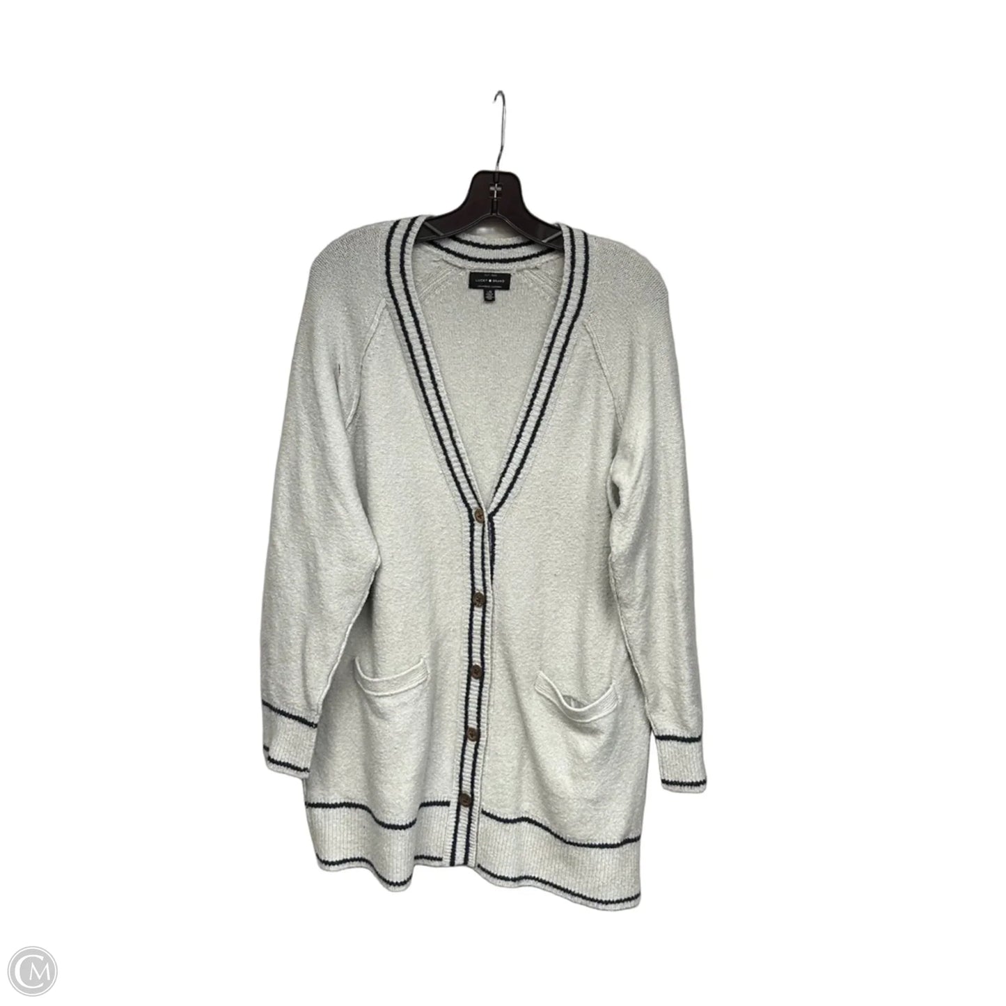 Cardigan By Lucky Brand In Blue & Grey, Size: L