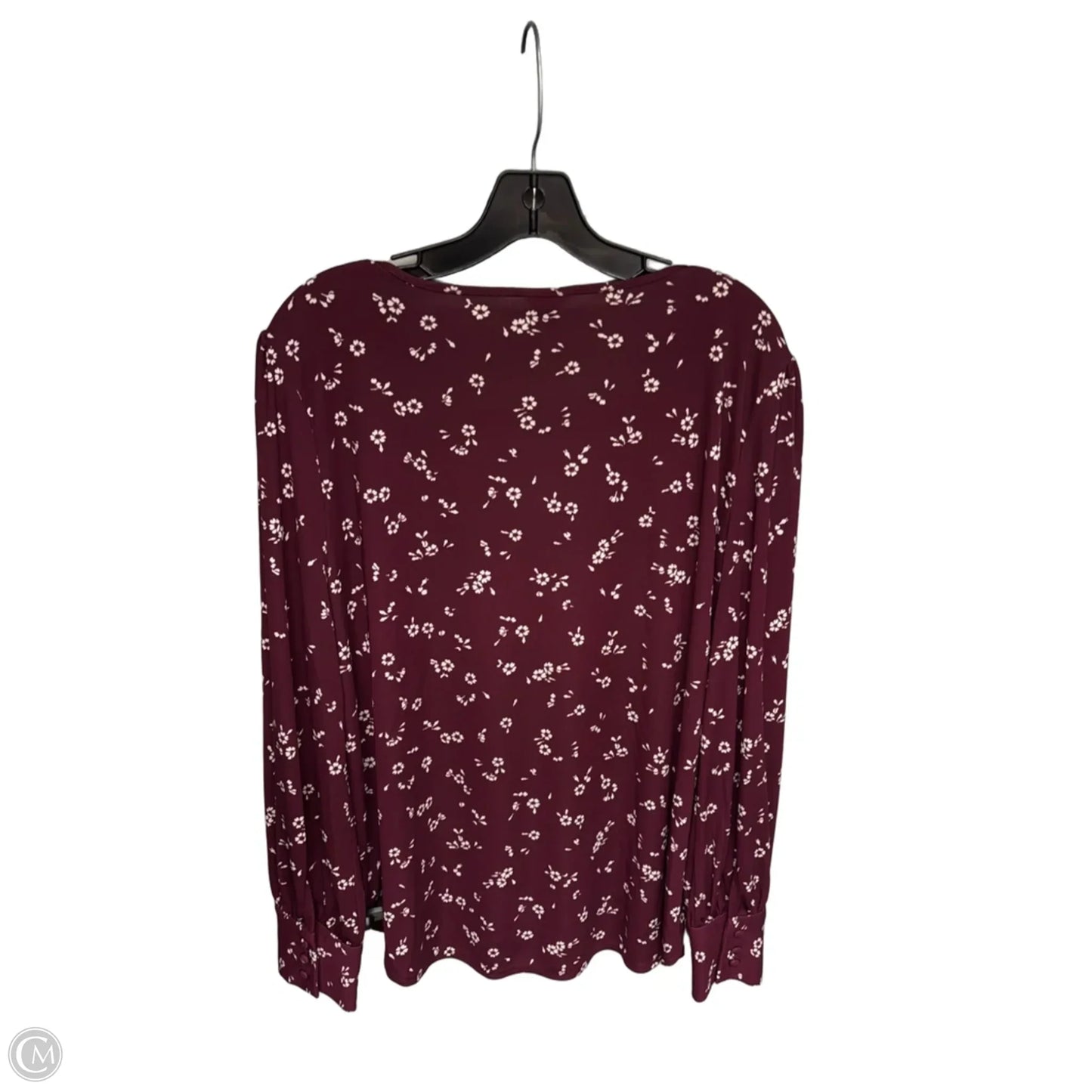 Blouse Long Sleeve By Ann Taylor In Purple & White, Size: Xl