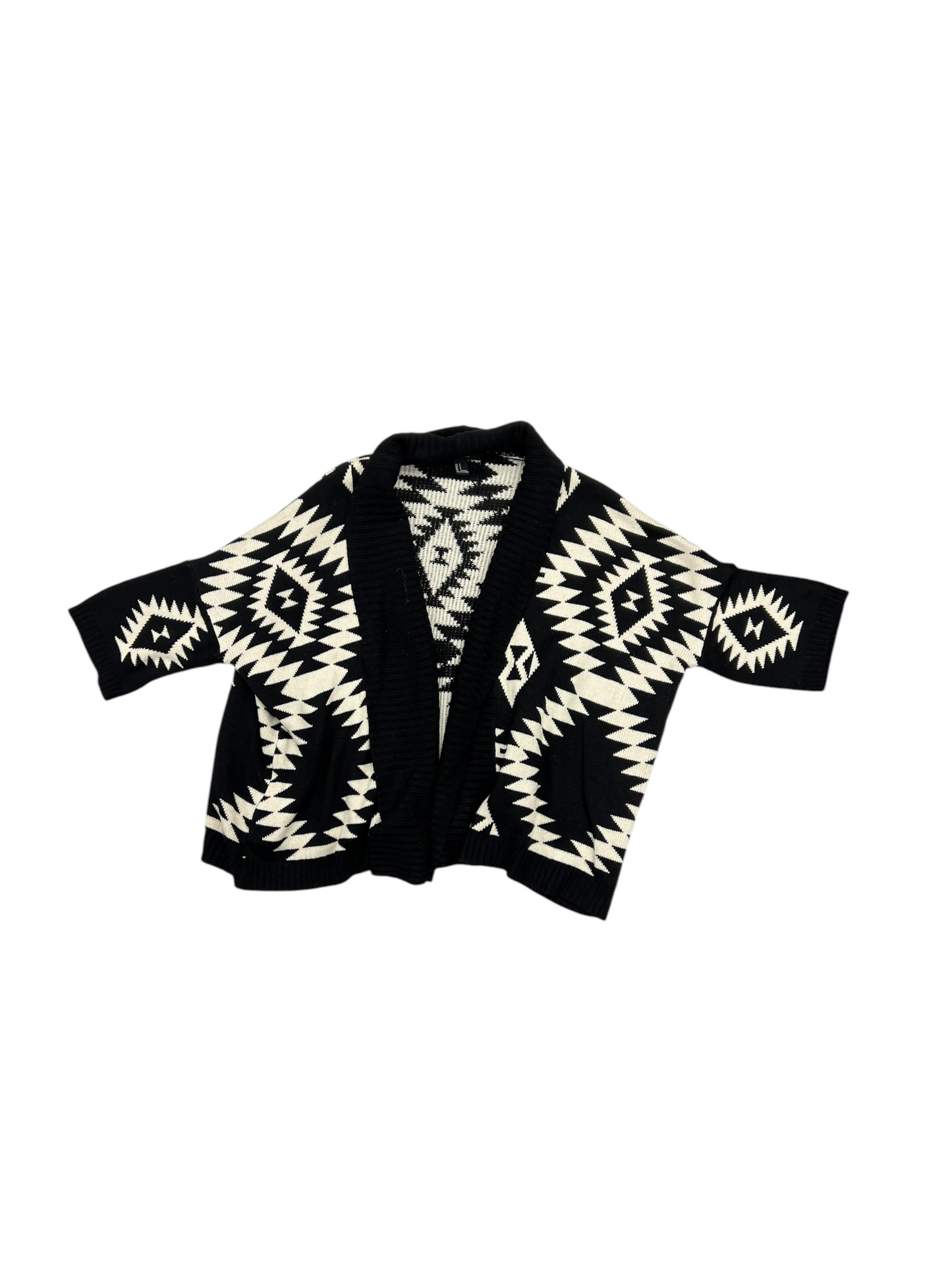 Sweater Cardigan By Forever 21 In Black & White, Size: S