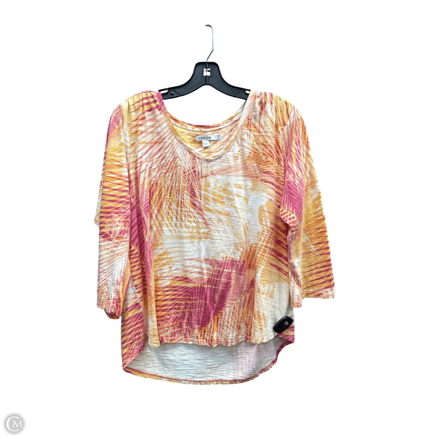 Top 3/4 Sleeve By Chicos In Orange, Size: Xl