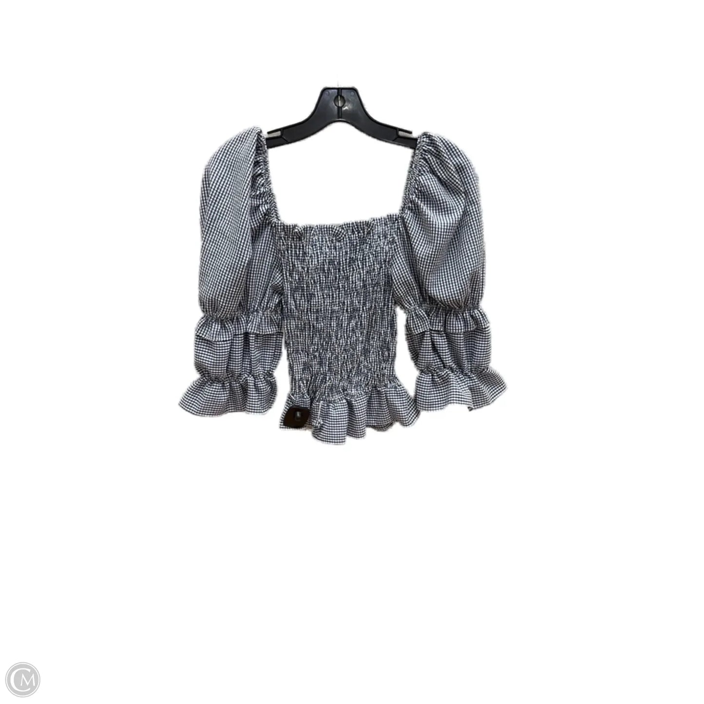 Top 3/4 Sleeve By Clothes Mentor In Checkered Pattern, Size: M