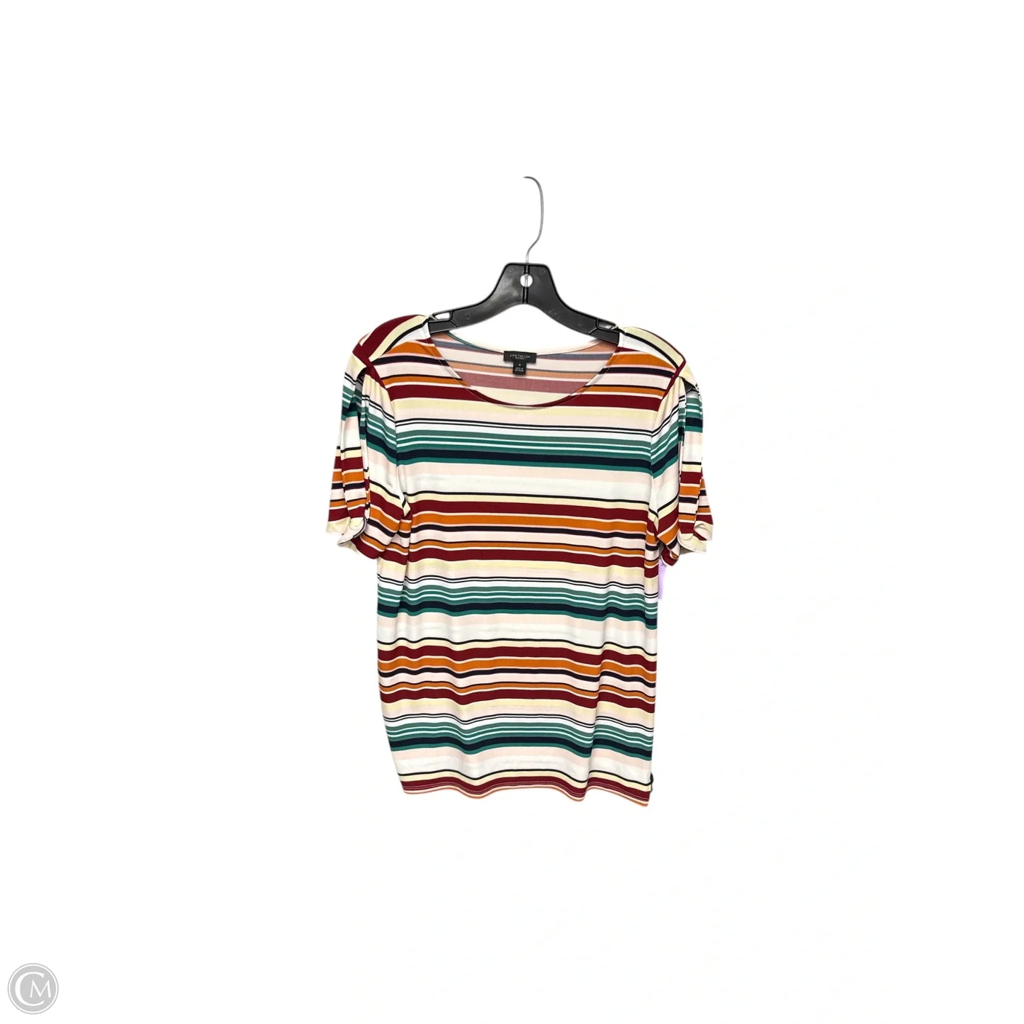 Top Short Sleeve By Ann Taylor In Striped Pattern, Size: M
