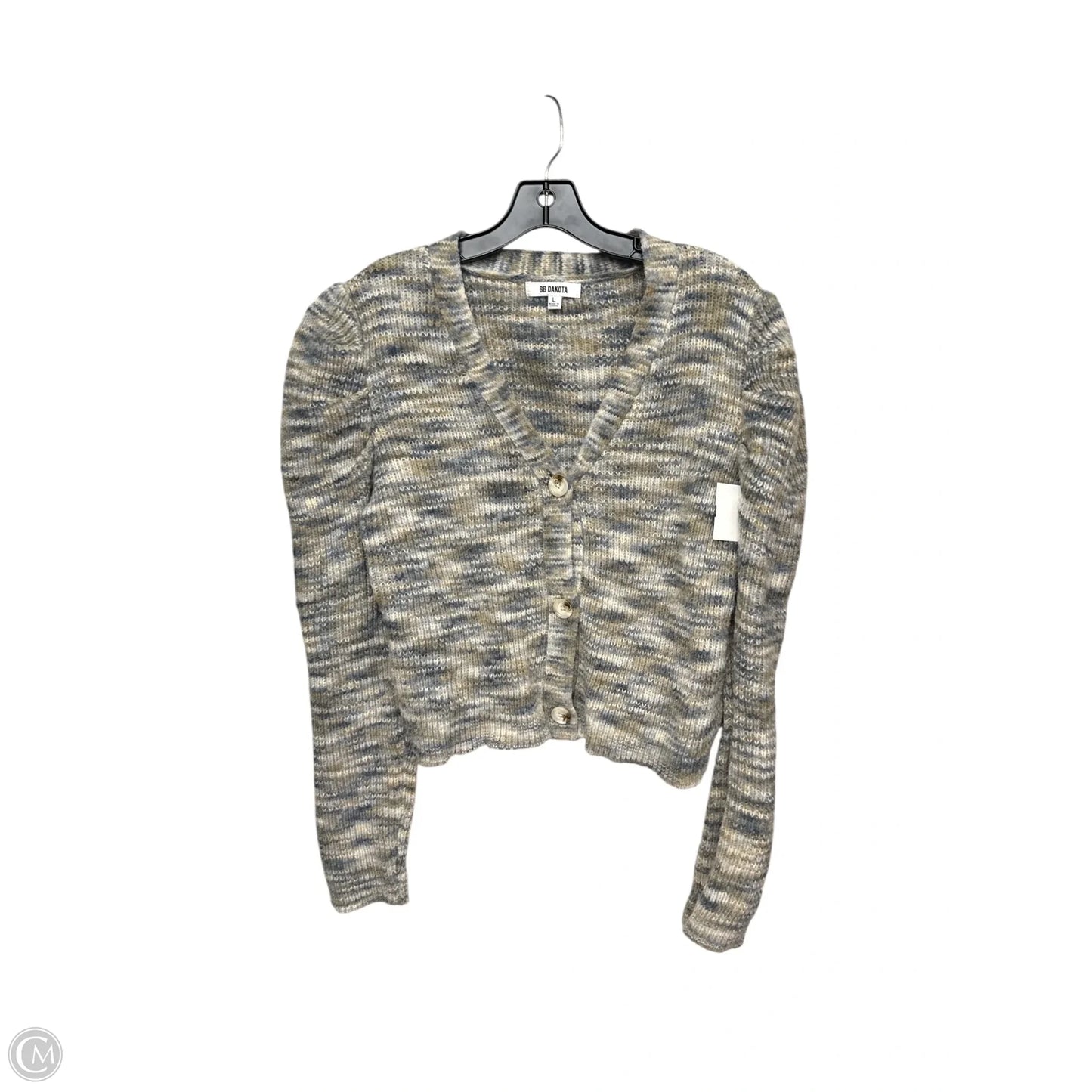 Sweater By Bb Dakota In Blue & Grey, Size: L