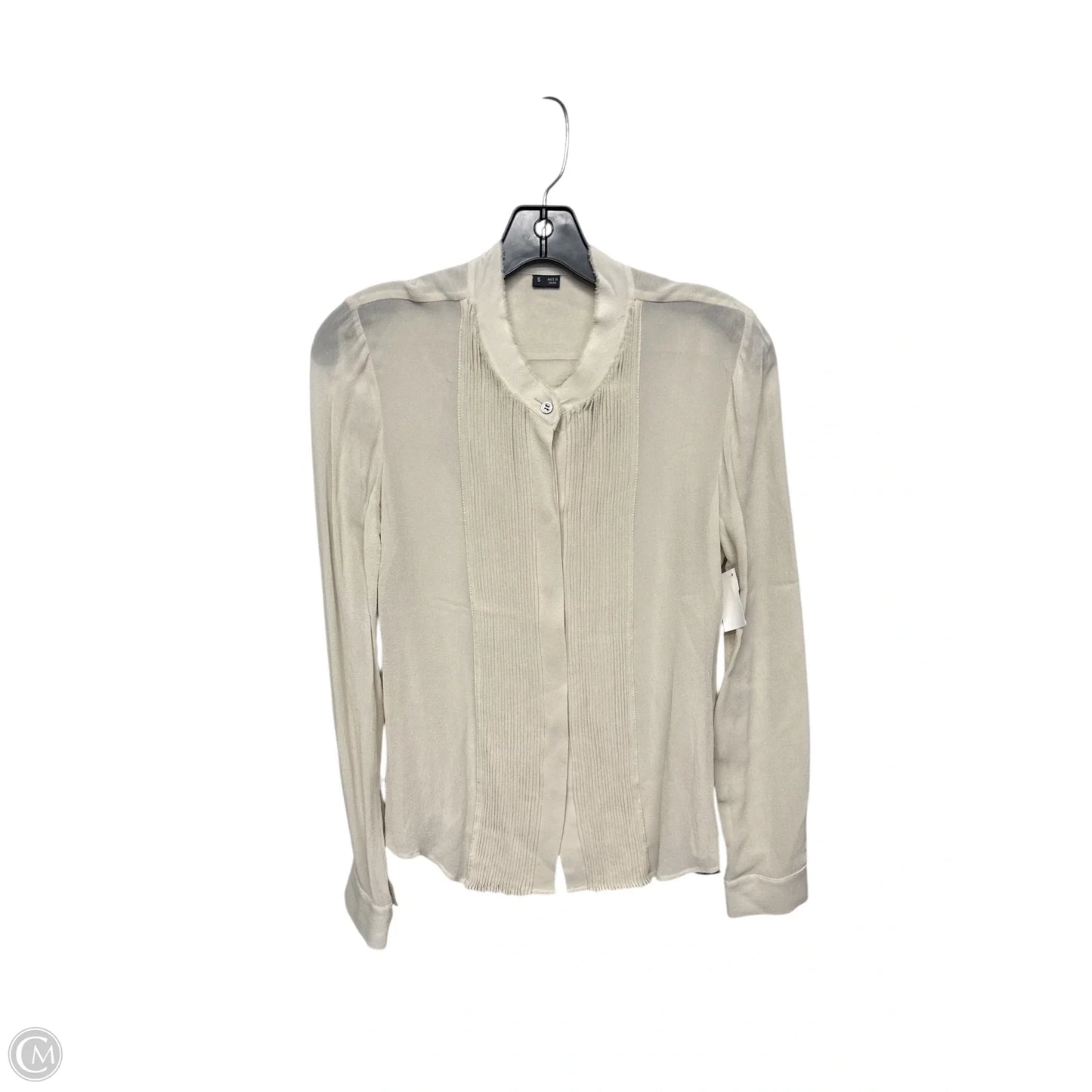 Top Long Sleeve By Theory In Beige, Size: S