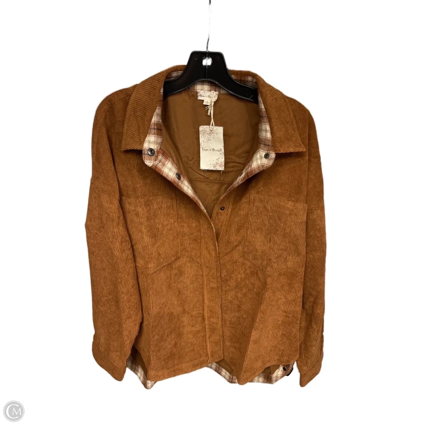 Top Long Sleeve By Hem & Thread In Brown, Size: L