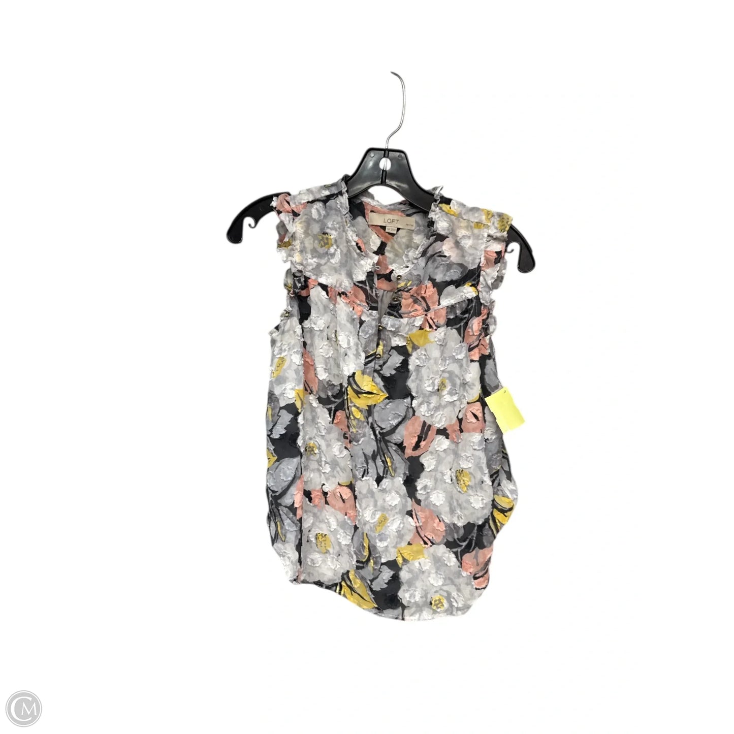 Top Sleeveless By Loft In Grey & Yellow, Size: Xsp