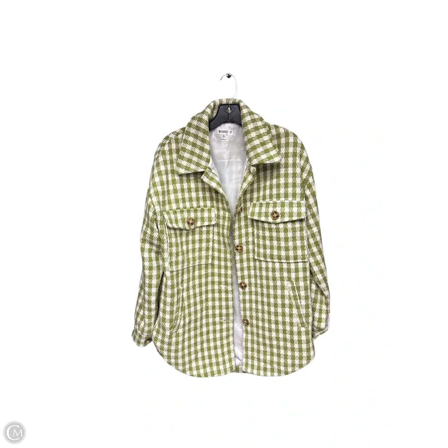 Coat Peacoat By Missguided In Checkered Pattern, Size: 4