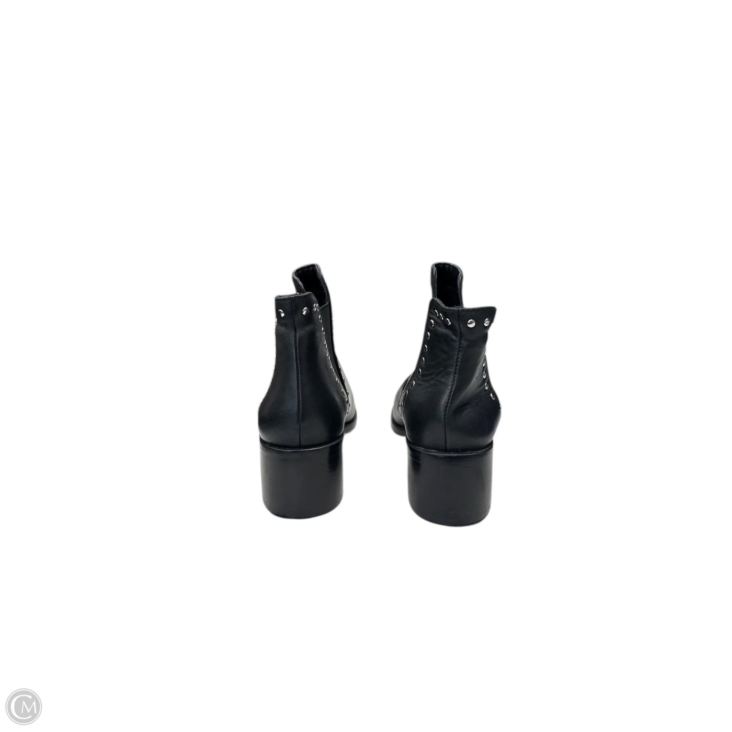 Boots Ankle Heels By Steve Madden In Black & Silver, Size: 7