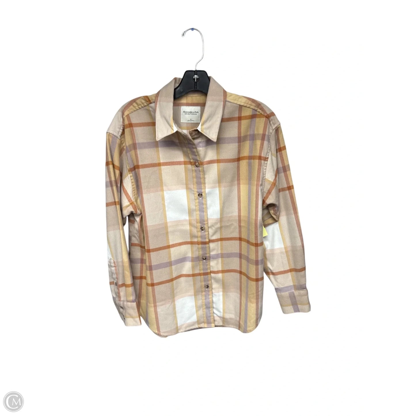 Top Long Sleeve By Abercrombie And Fitch In Plaid Pattern, Size: S