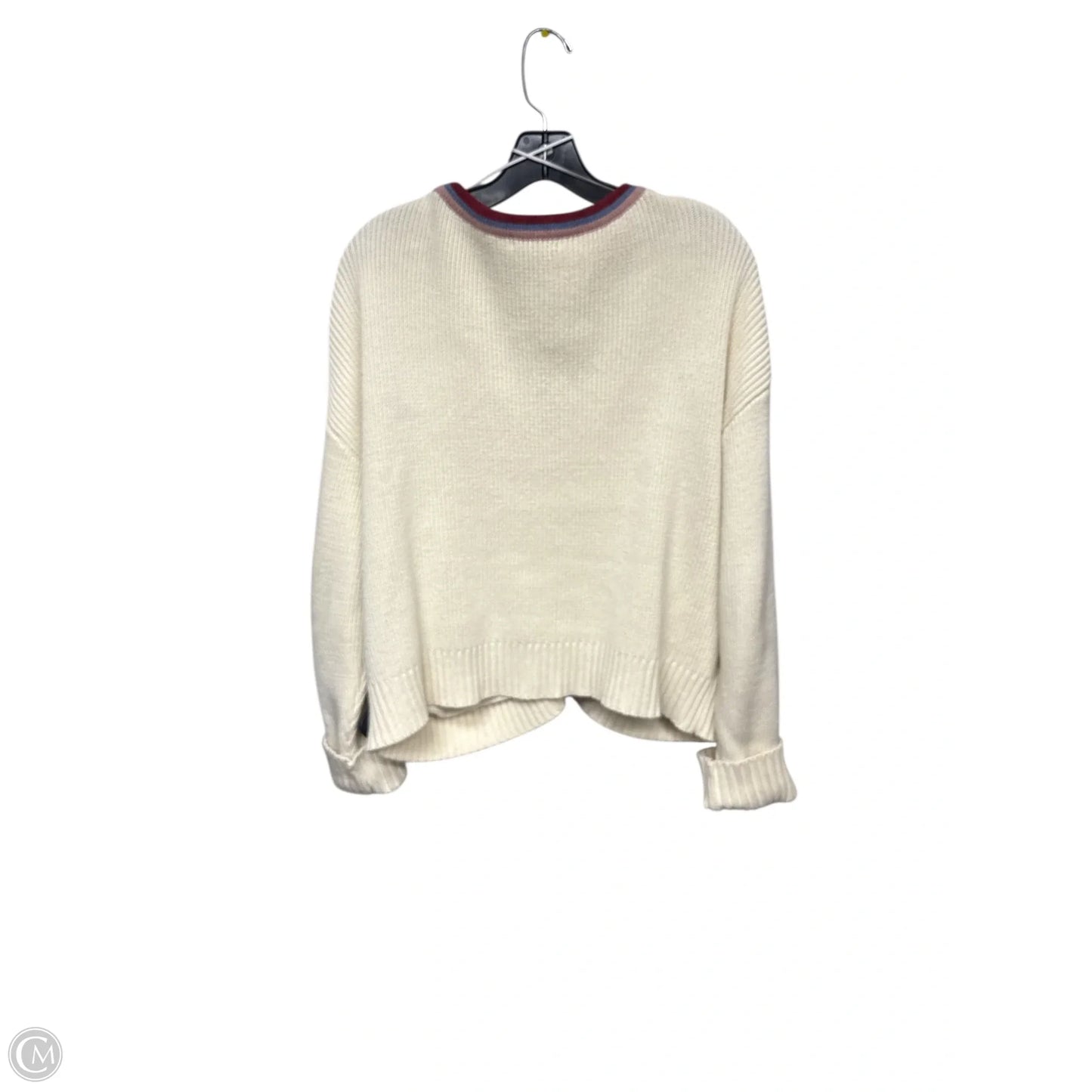 Sweater Cardigan By Cmc In Cream & Red, Size: Xl