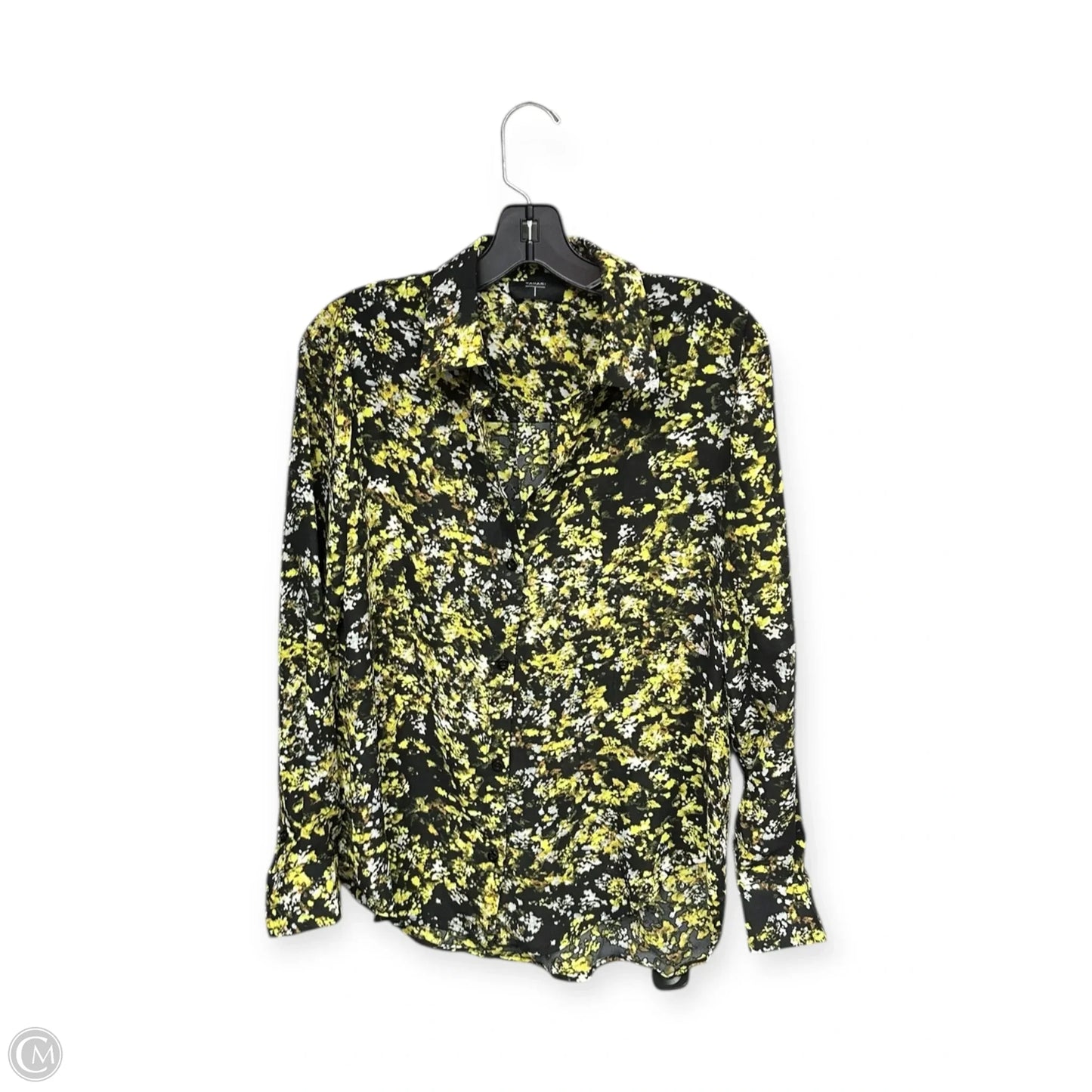 Blouse Long Sleeve By Tahari In Black & Yellow, Size: S